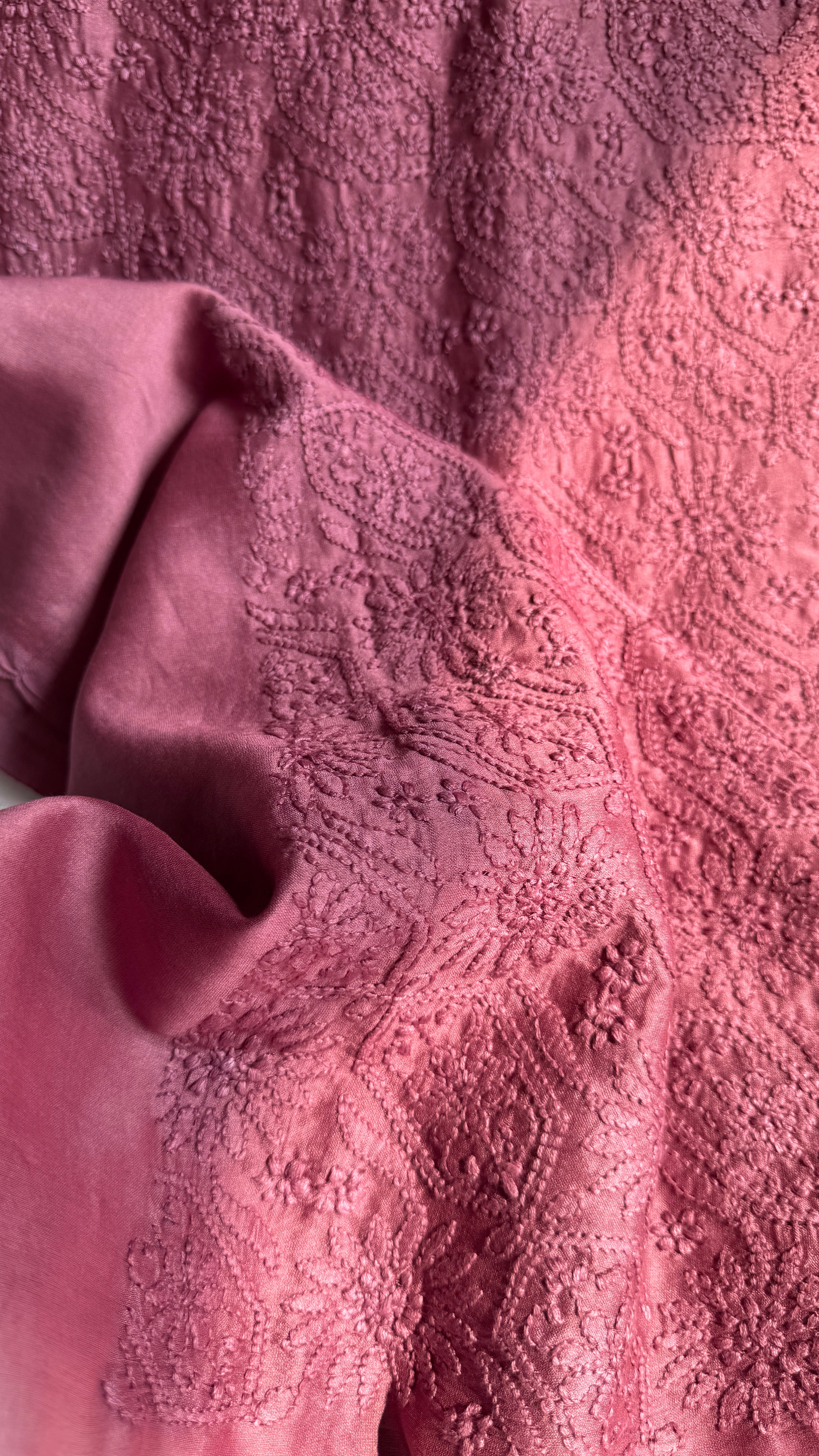 Chanderi Chikankari Kurta Length - Mens- Plum