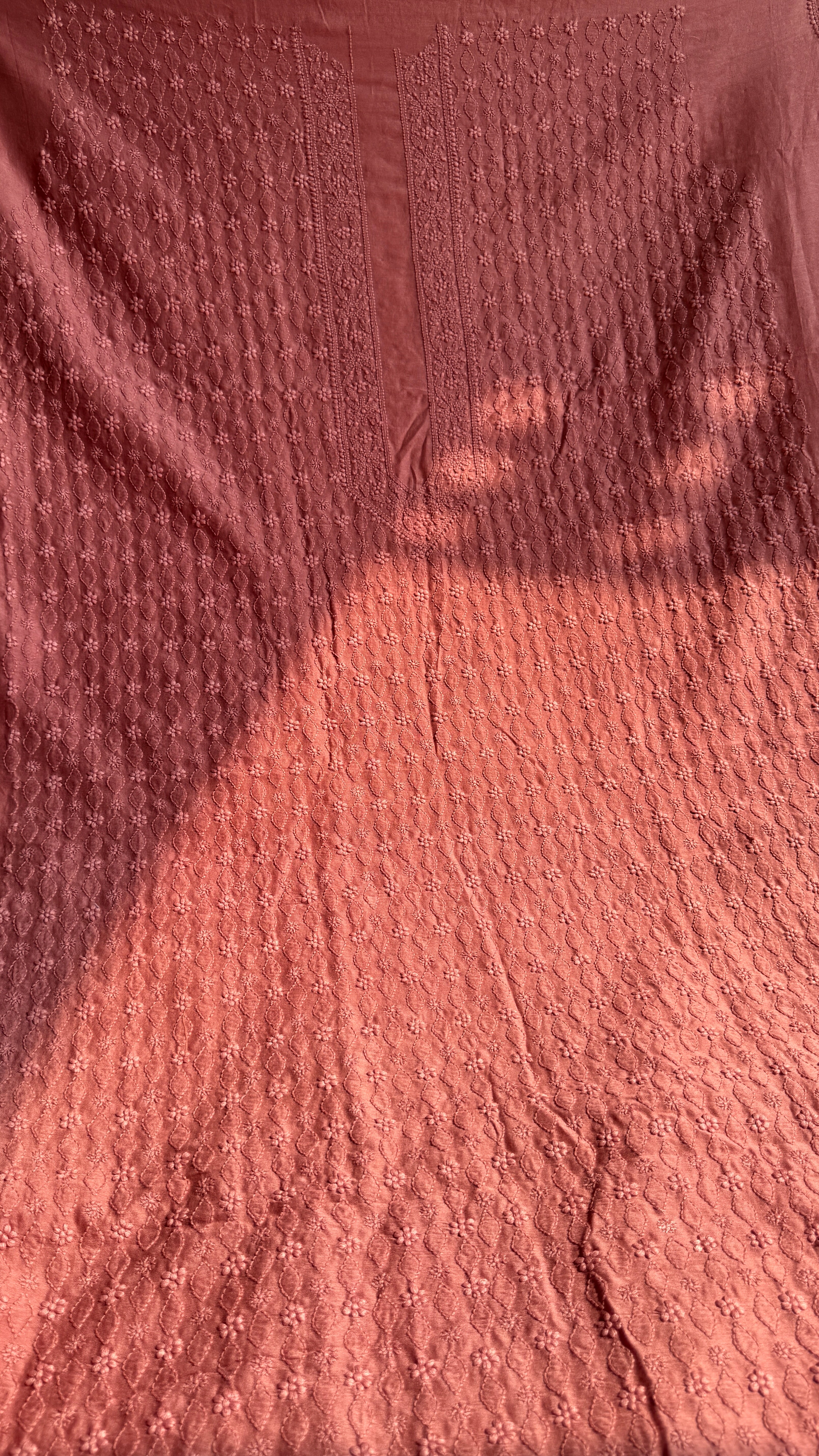 Chanderi Chikankari Kurta Length - Mens- Rosewood