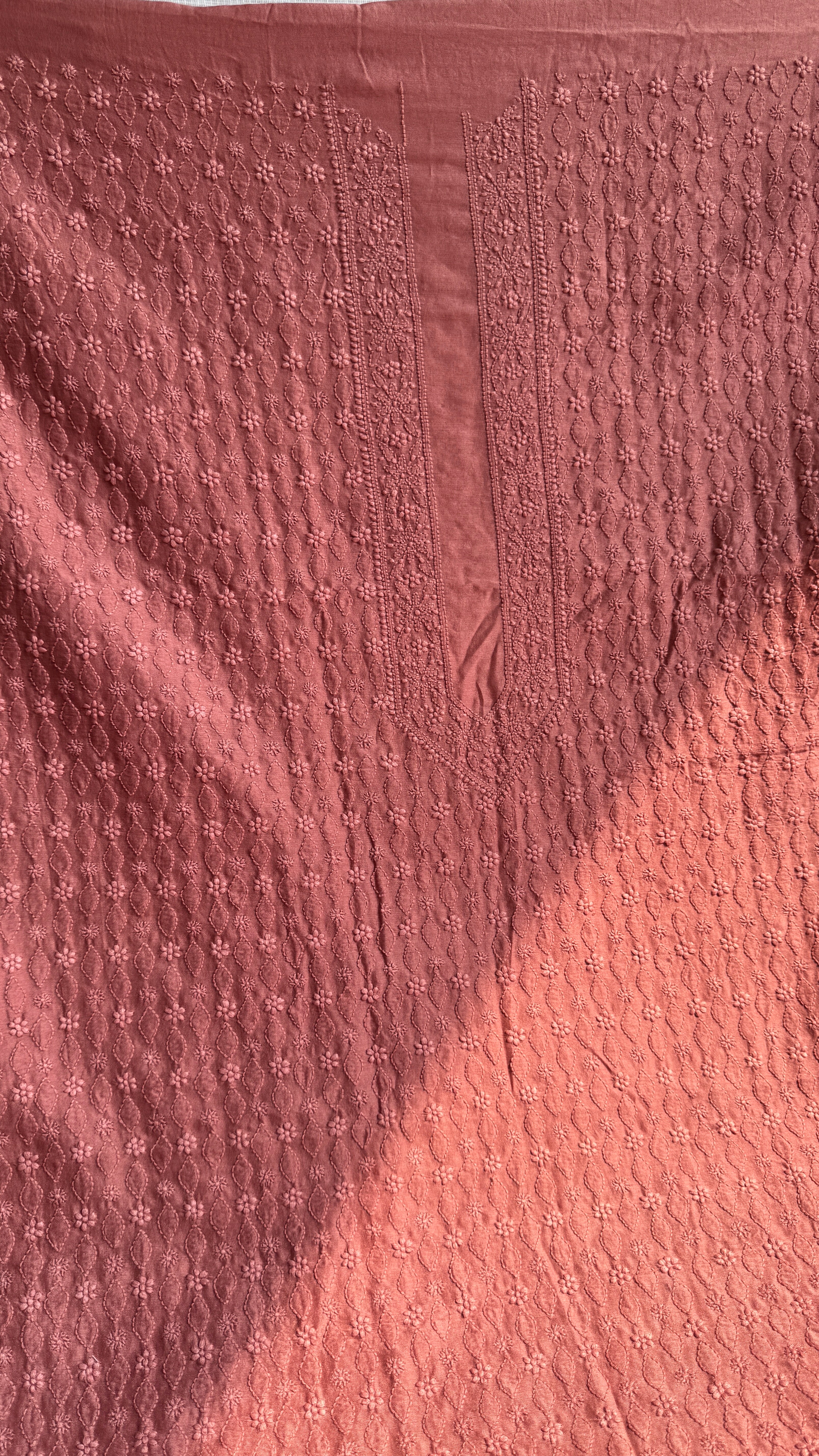 Chanderi Chikankari Kurta Length - Mens- Rosewood