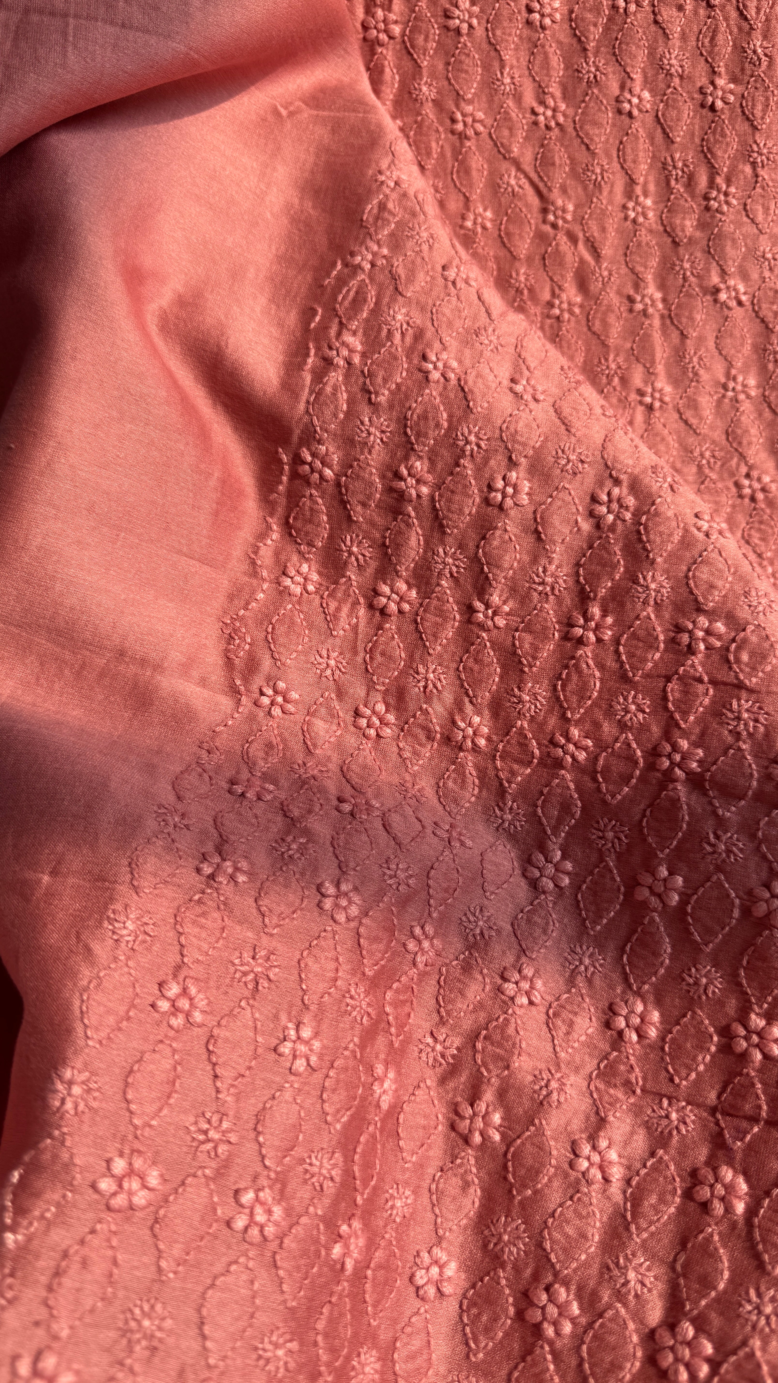 Chanderi Chikankari Kurta Length - Mens- Rosewood