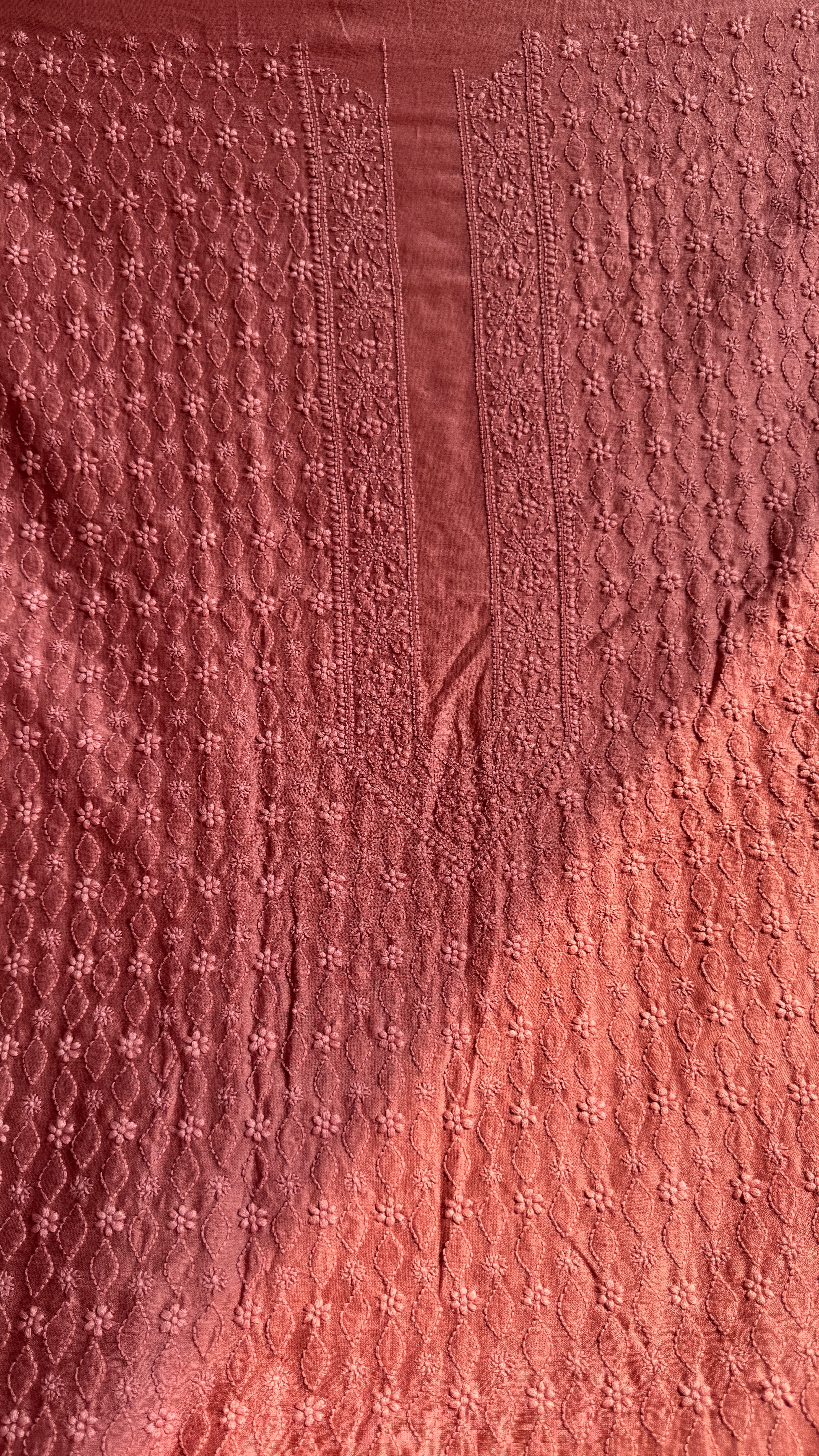 Chanderi Chikankari Kurta Length - Mens- Rosewood