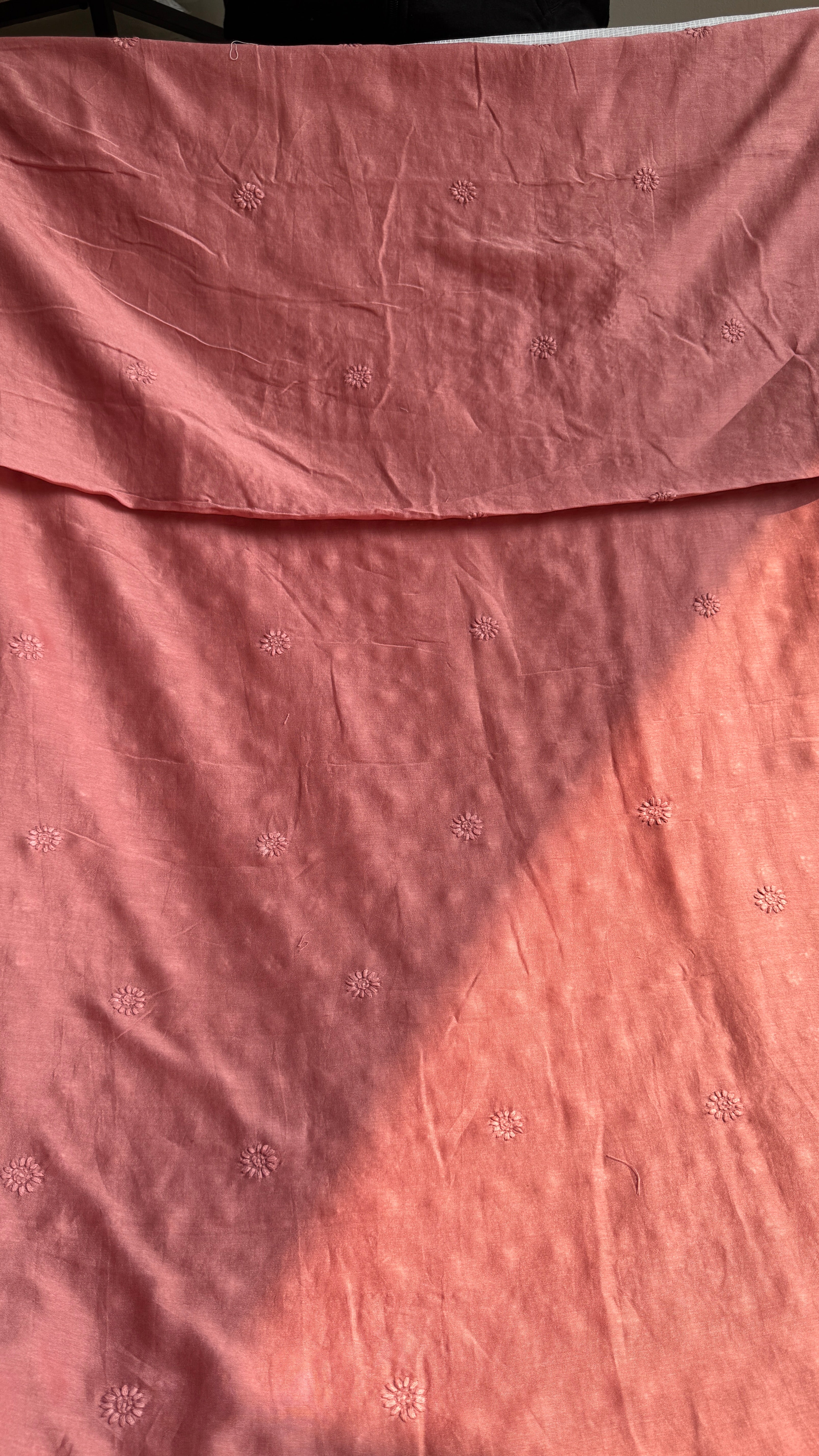 Chanderi Chikankari Kurta Length - Mens- Rosewood