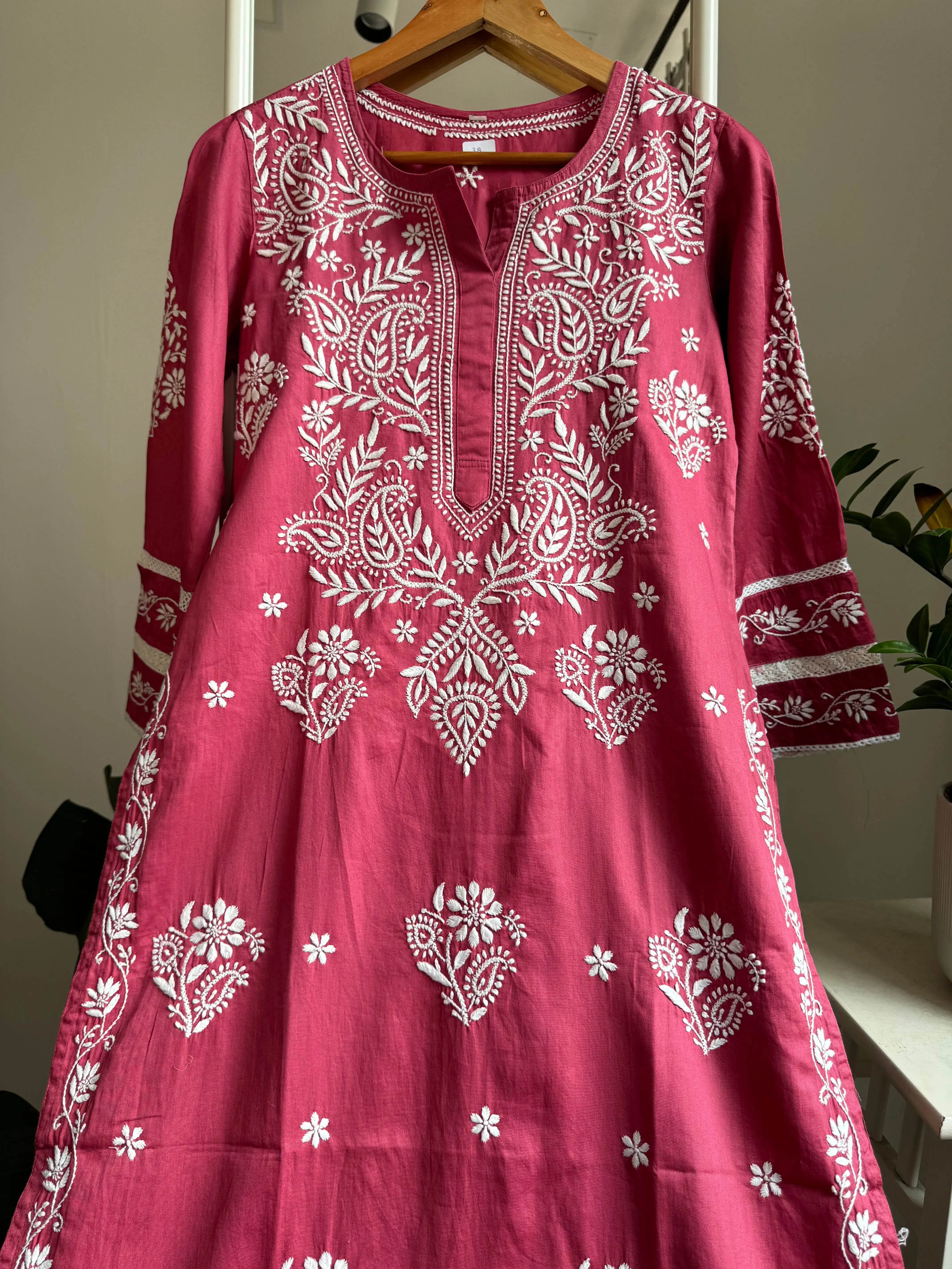 Cotton Chikankari Kurti - Dark Pink ARIAA CHIKANKARI