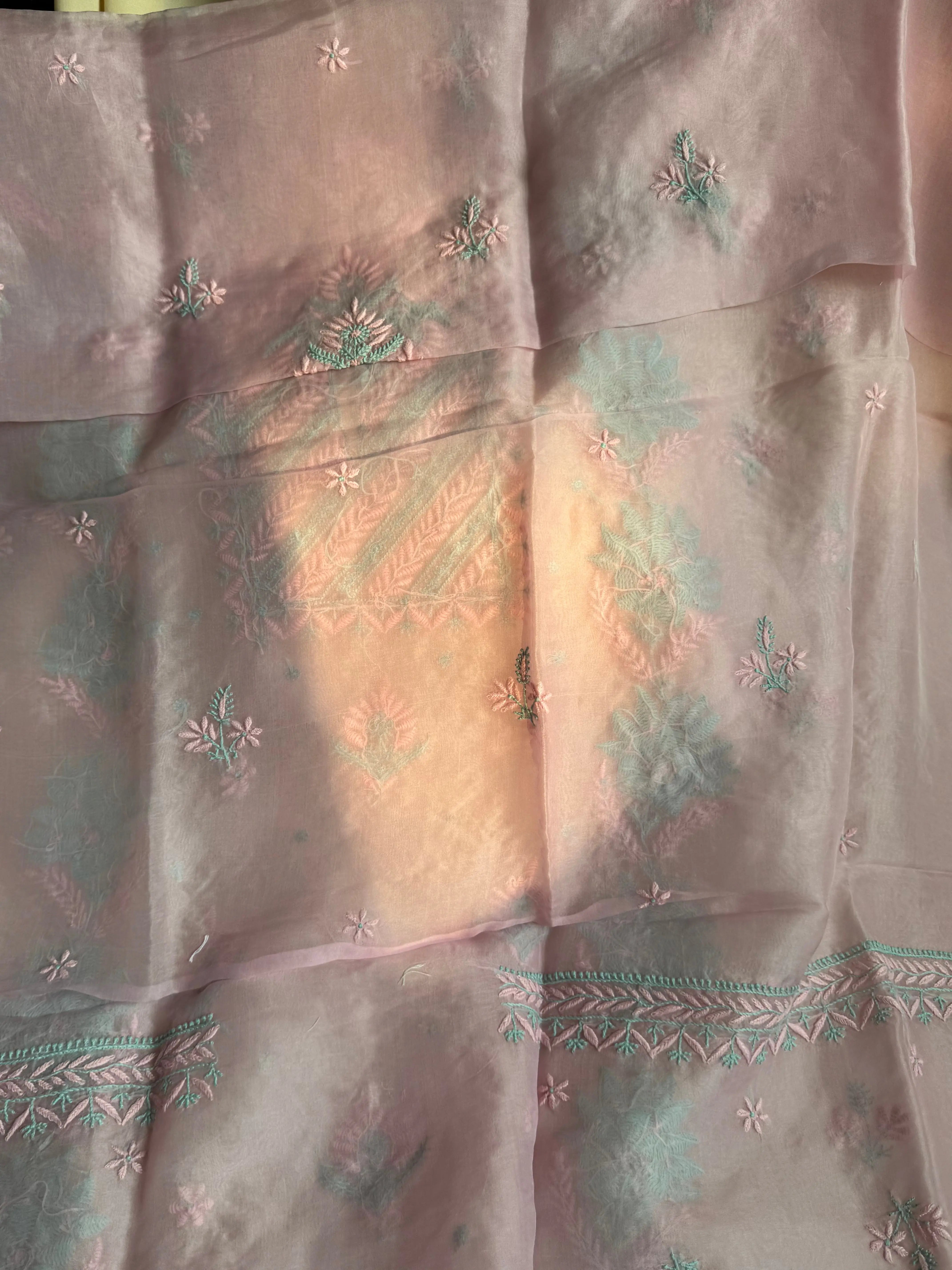Organza Chikankari Length with Dupatta - Pink ARIAA CHIKANKARI