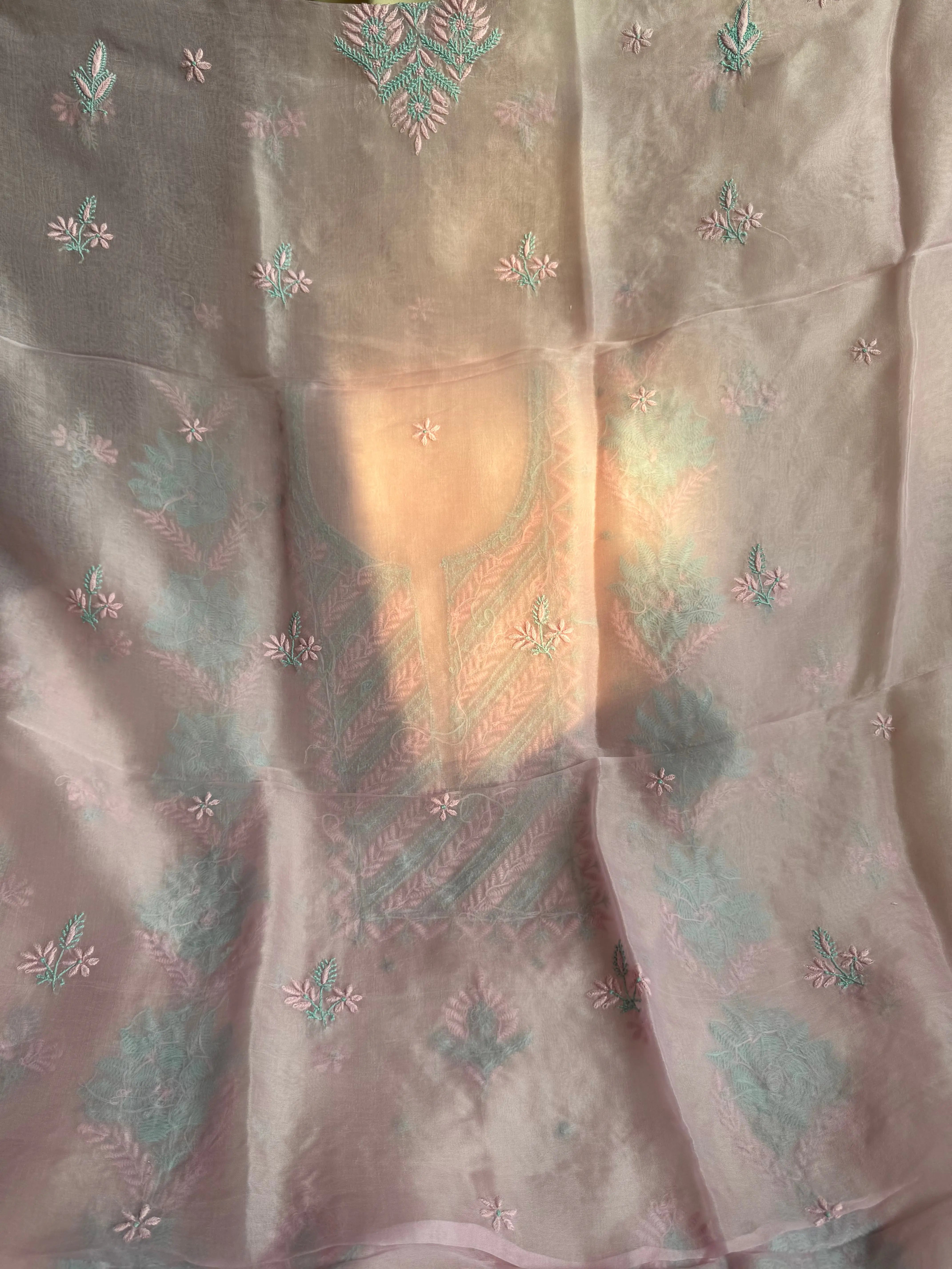 Organza Chikankari Length with Dupatta - Pink ARIAA CHIKANKARI