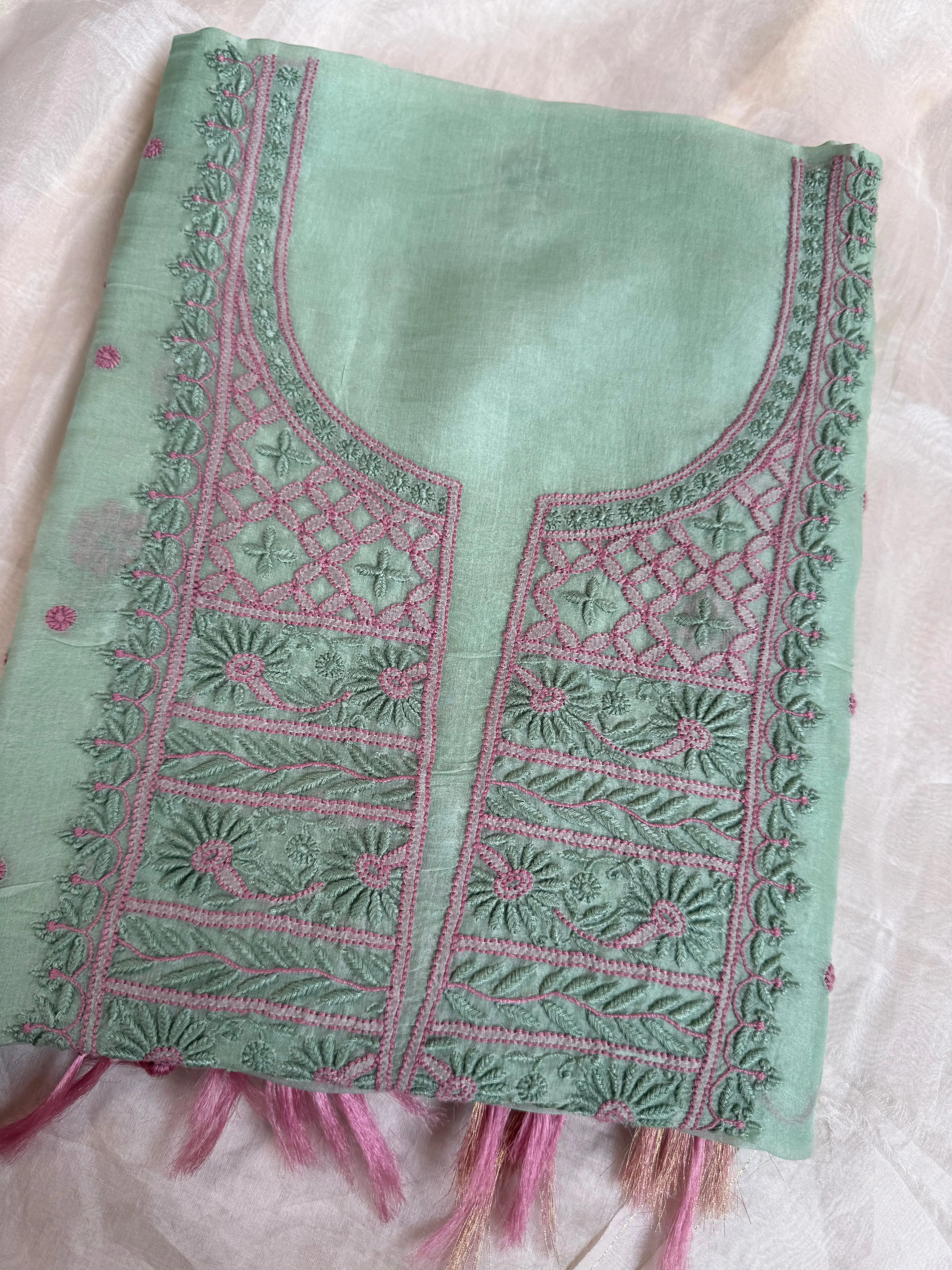 Organza Length with Dupatta - Green ARIAA CHIKANKARI