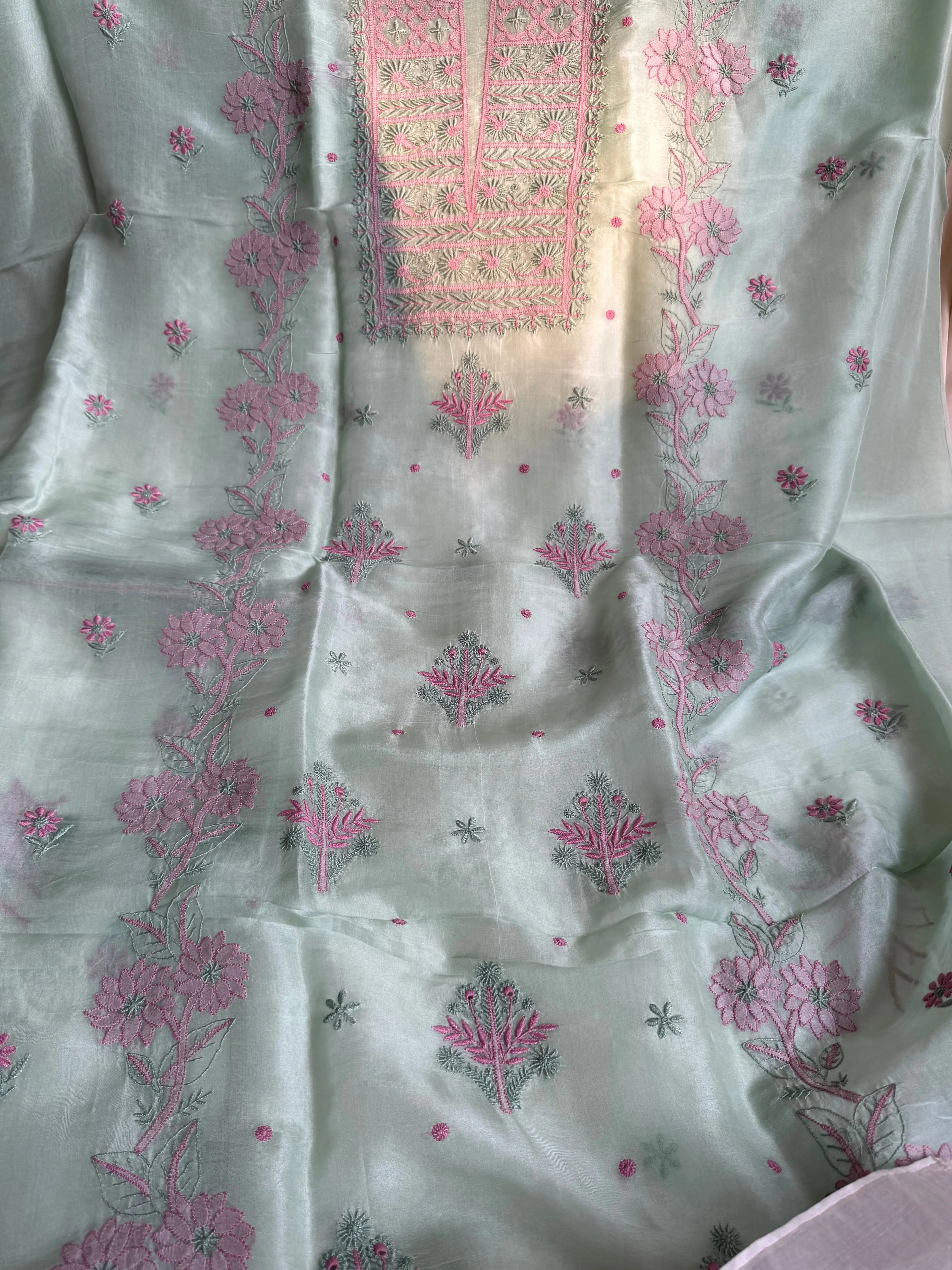 Organza Length with Dupatta - Green ARIAA CHIKANKARI