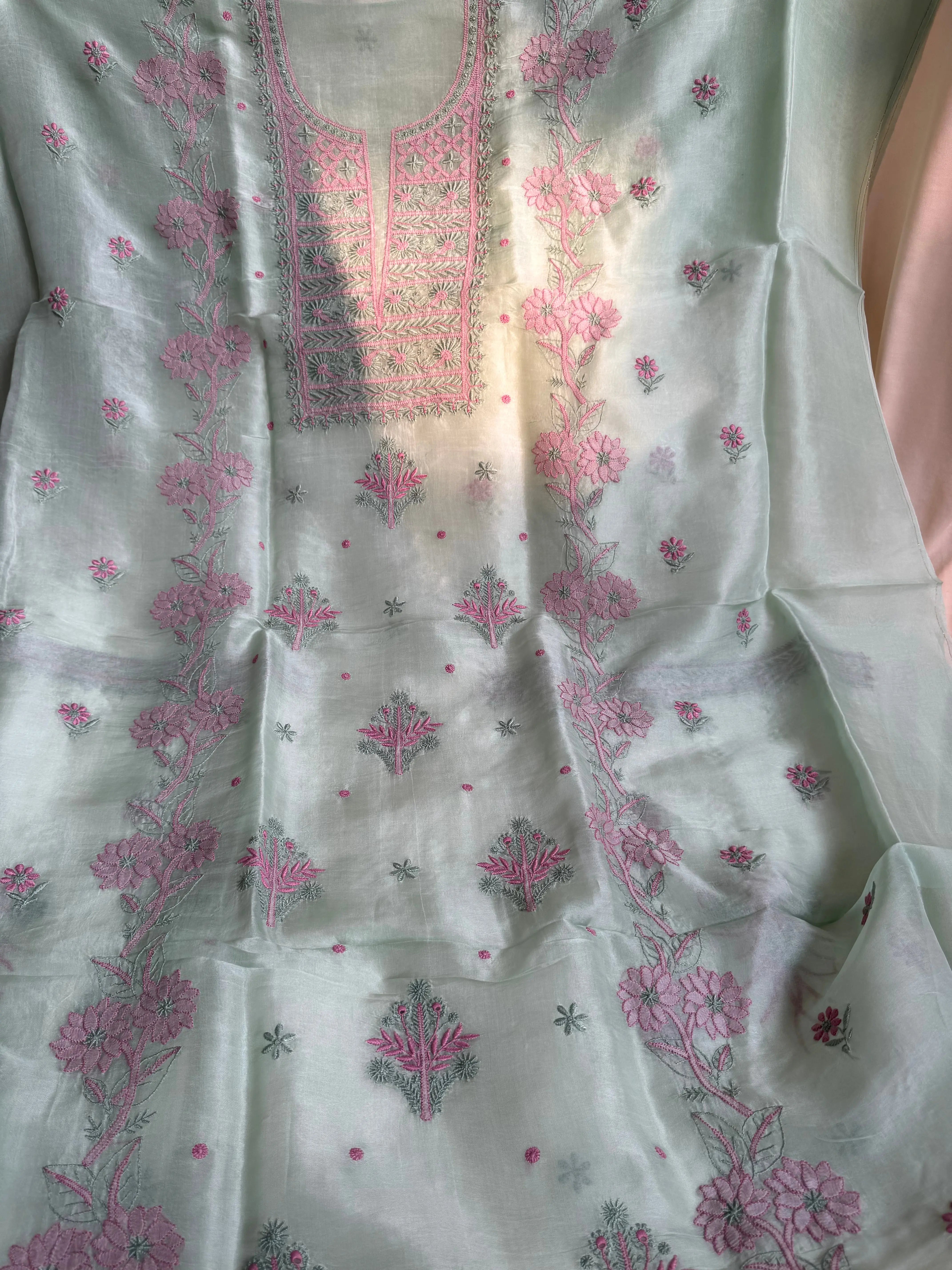 Organza Length with Dupatta - Green ARIAA CHIKANKARI