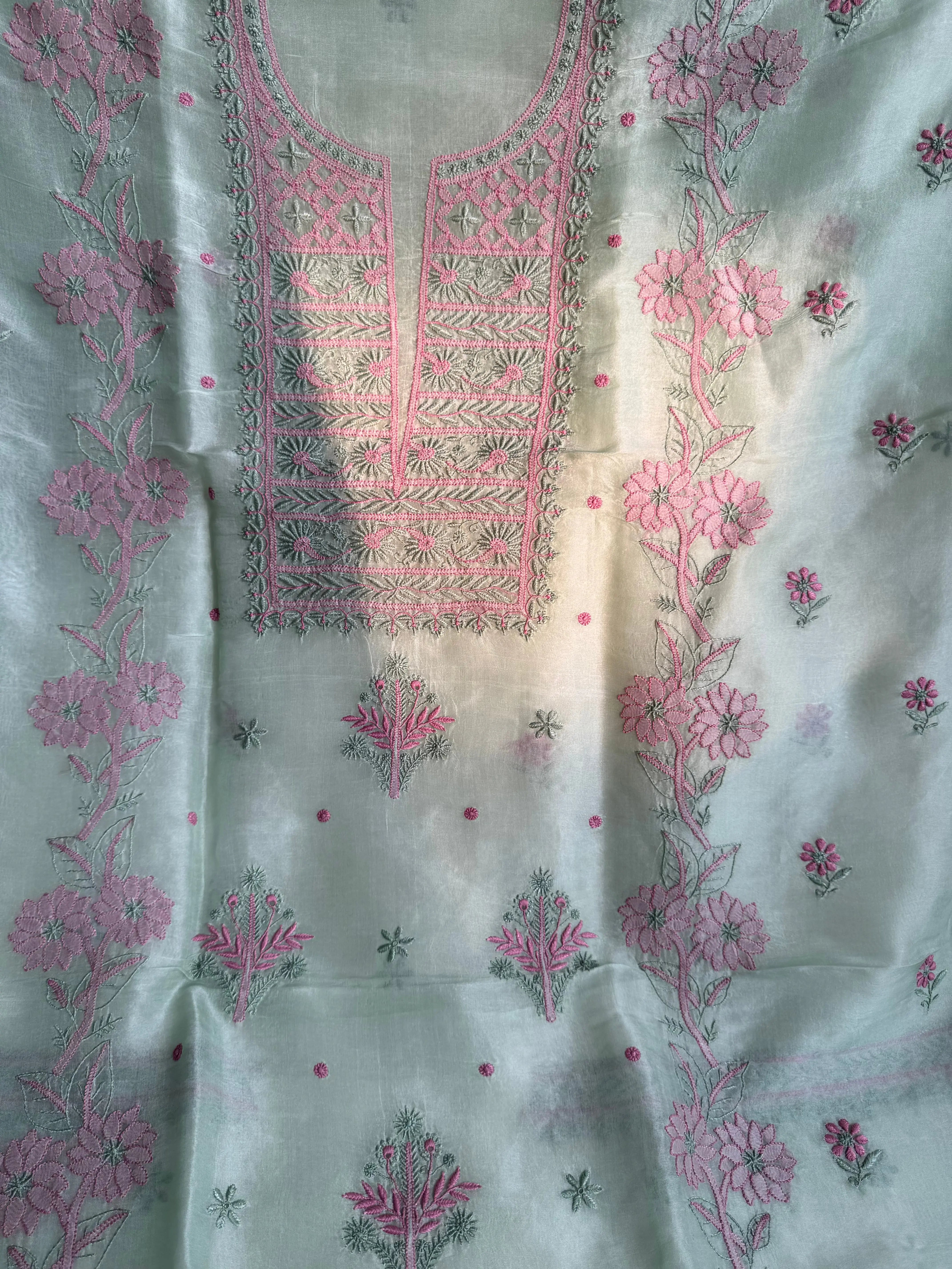 Organza Length with Dupatta - Green ARIAA CHIKANKARI