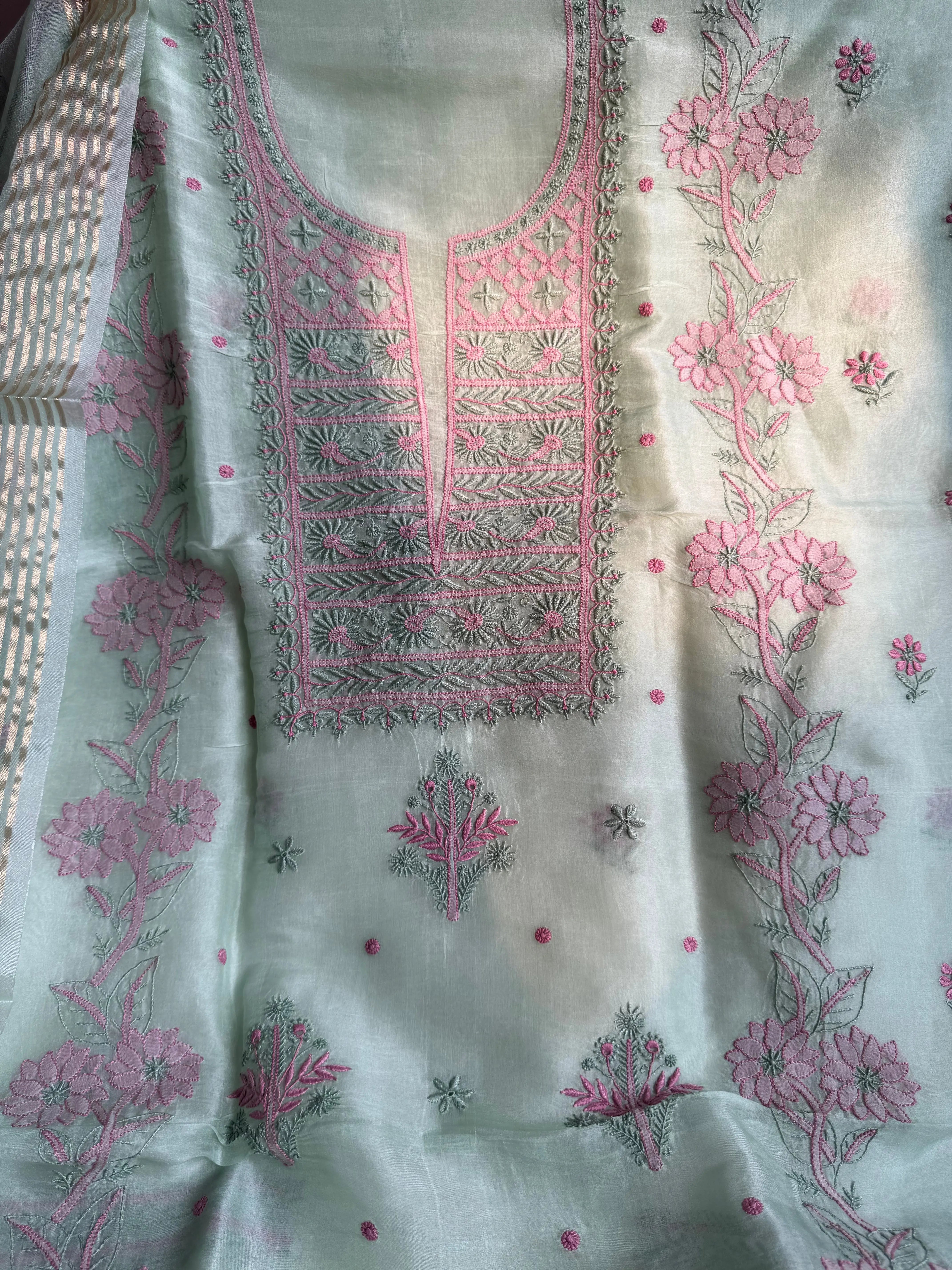 Organza Length with Dupatta - Green ARIAA CHIKANKARI