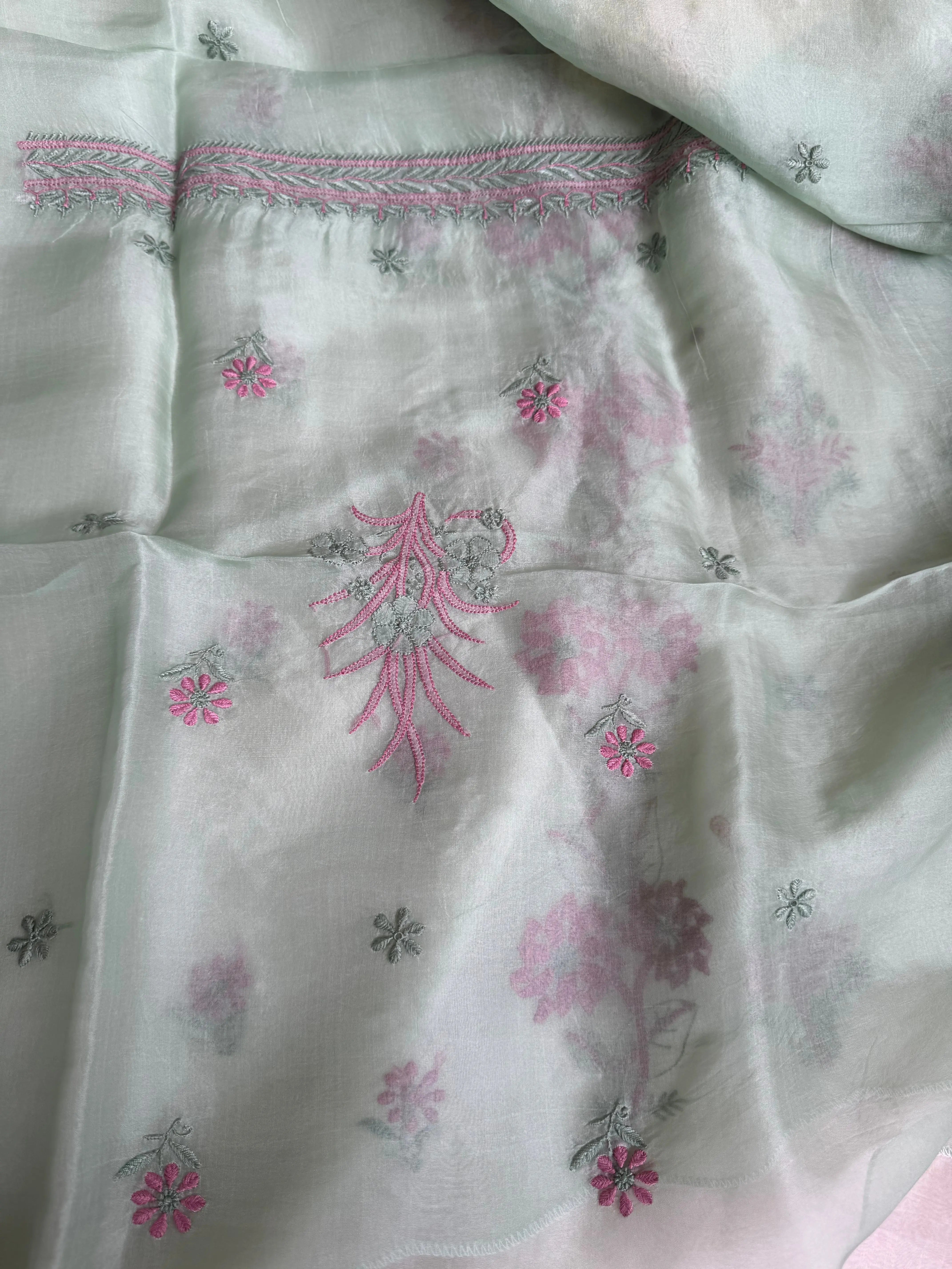 Organza Length with Dupatta - Green ARIAA CHIKANKARI