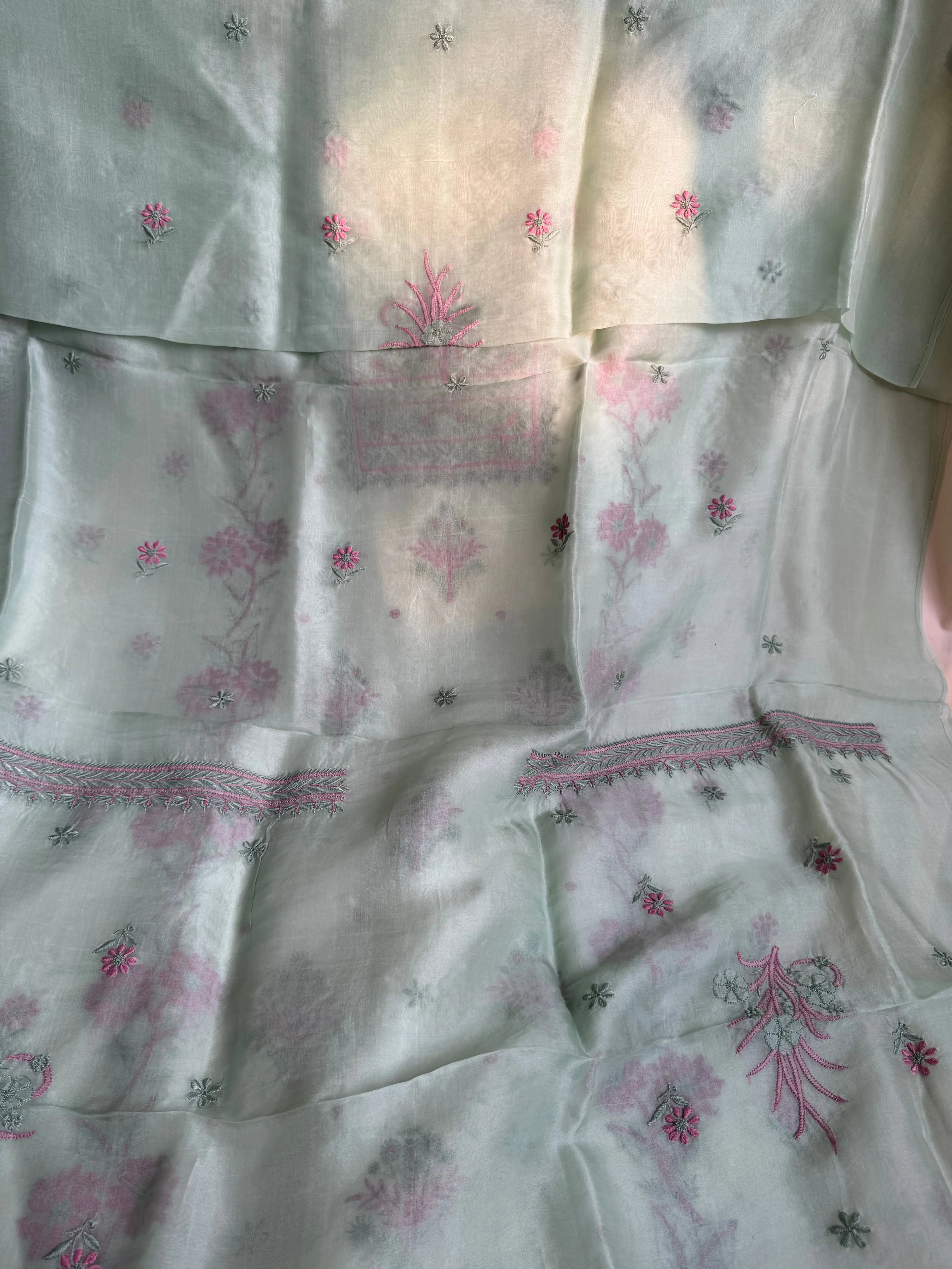 Organza Length with Dupatta - Green ARIAA CHIKANKARI