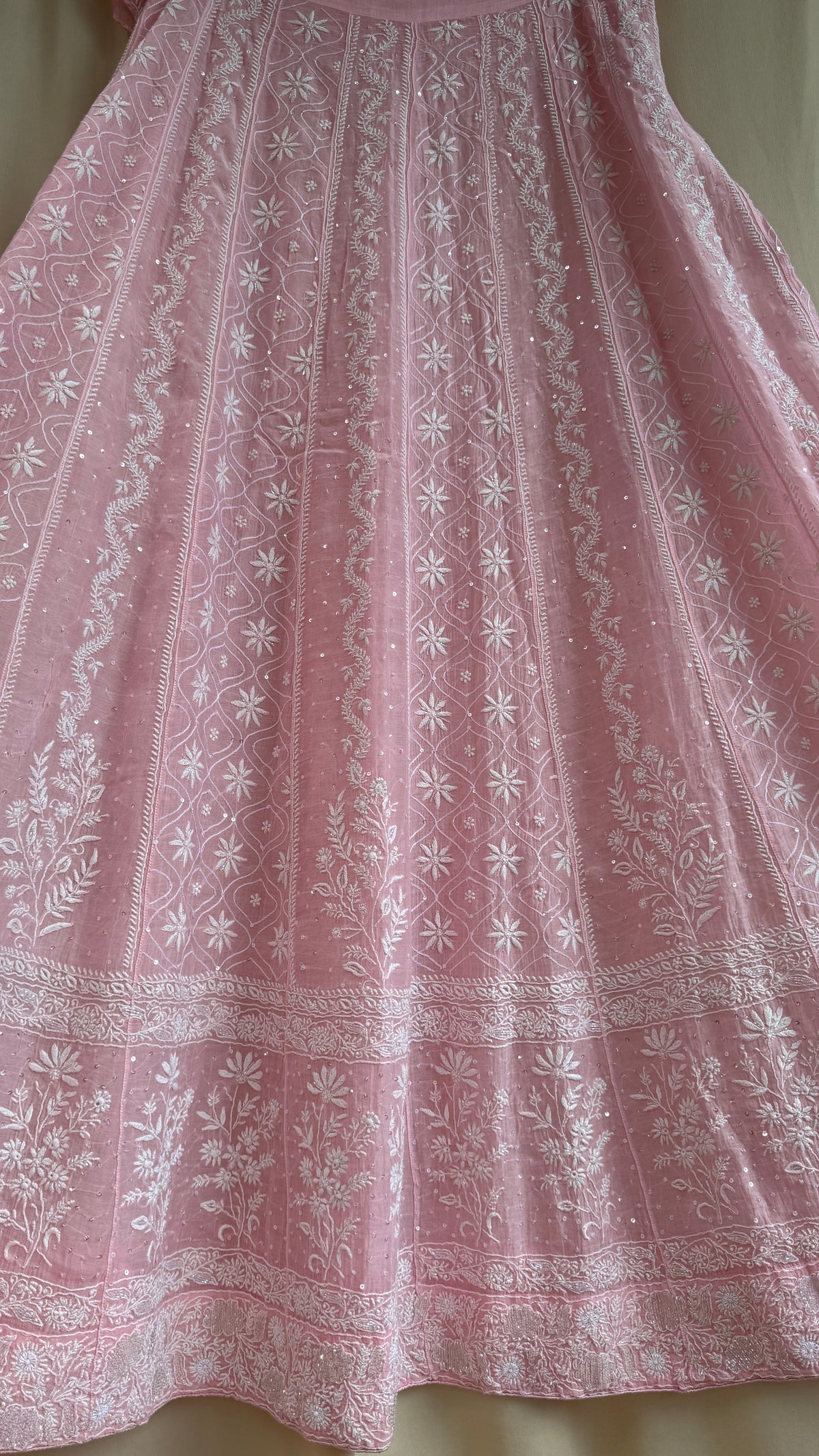 Mul Chanderi Chikankari Lehenga with Cutdana & Sequin Hand Embroidery