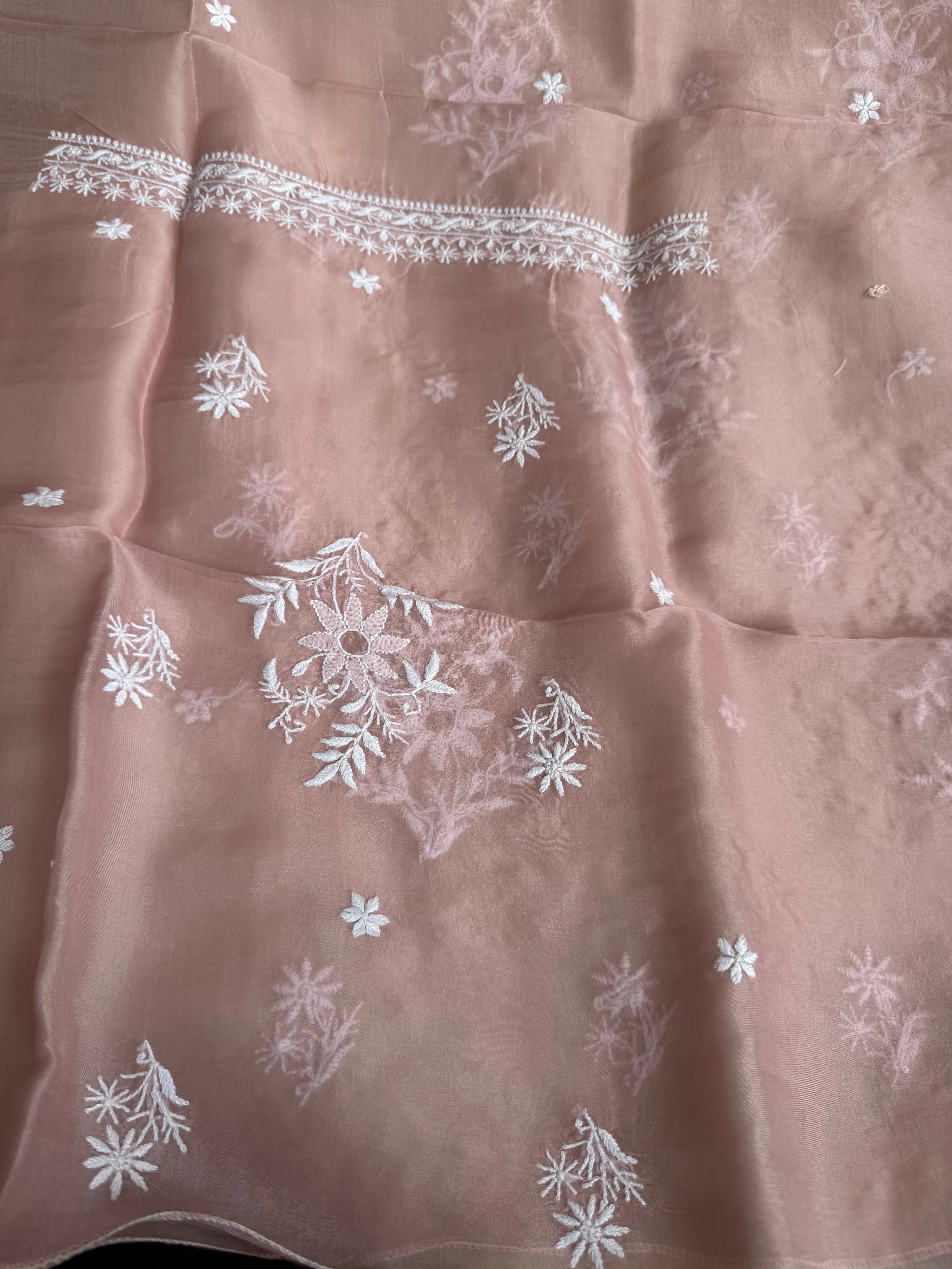 Organza Chikankari Length with Dupatta - Pink ARIAA CHIKANKARI