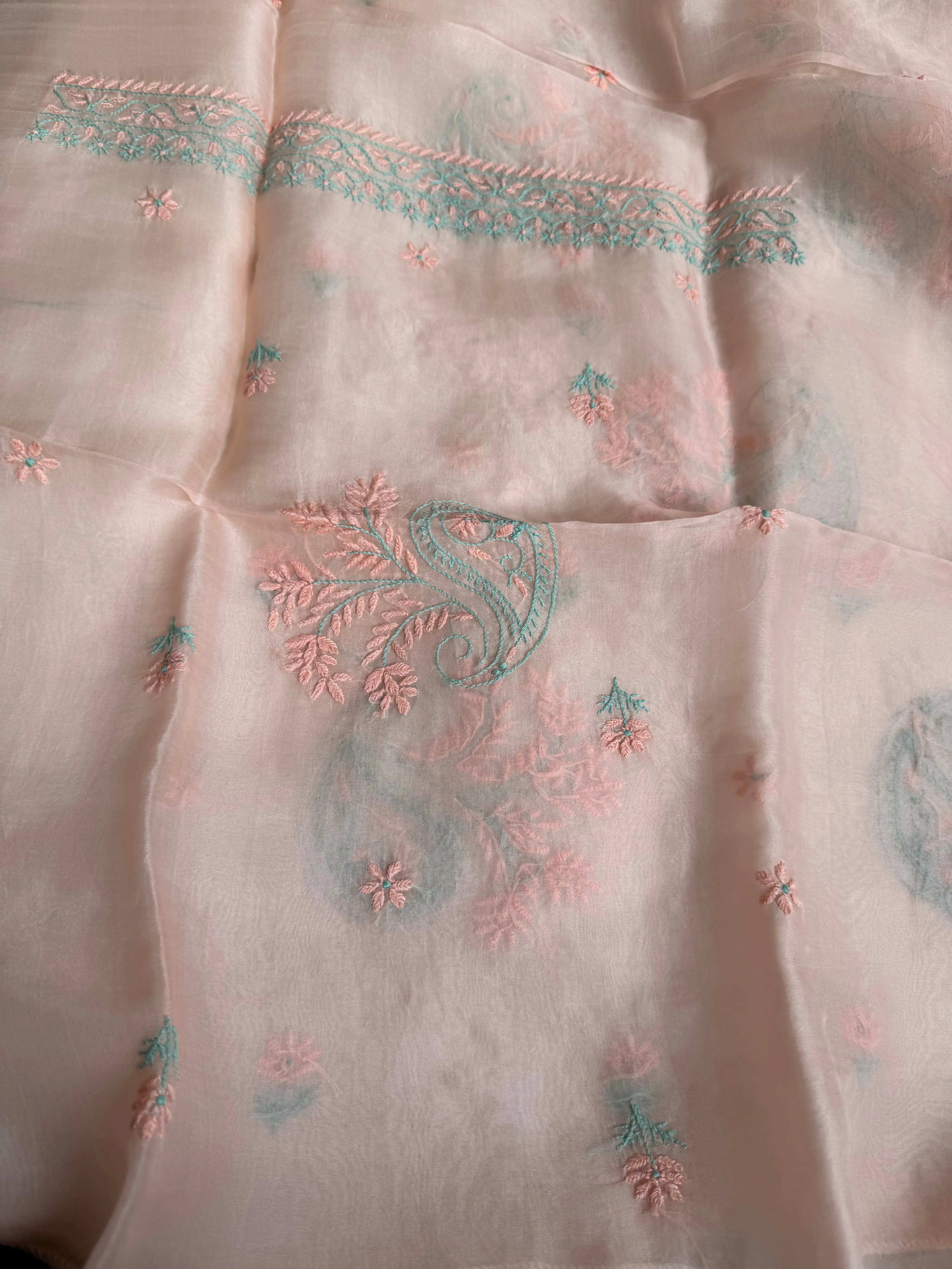 Organza Chikankari Length with Dupatta - Pink ARIAA CHIKANKARI