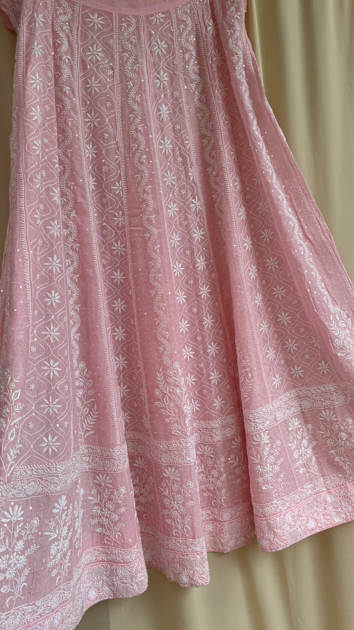 Mul Chanderi Chikankari Lehenga with Cutdana & Sequin Hand Embroidery