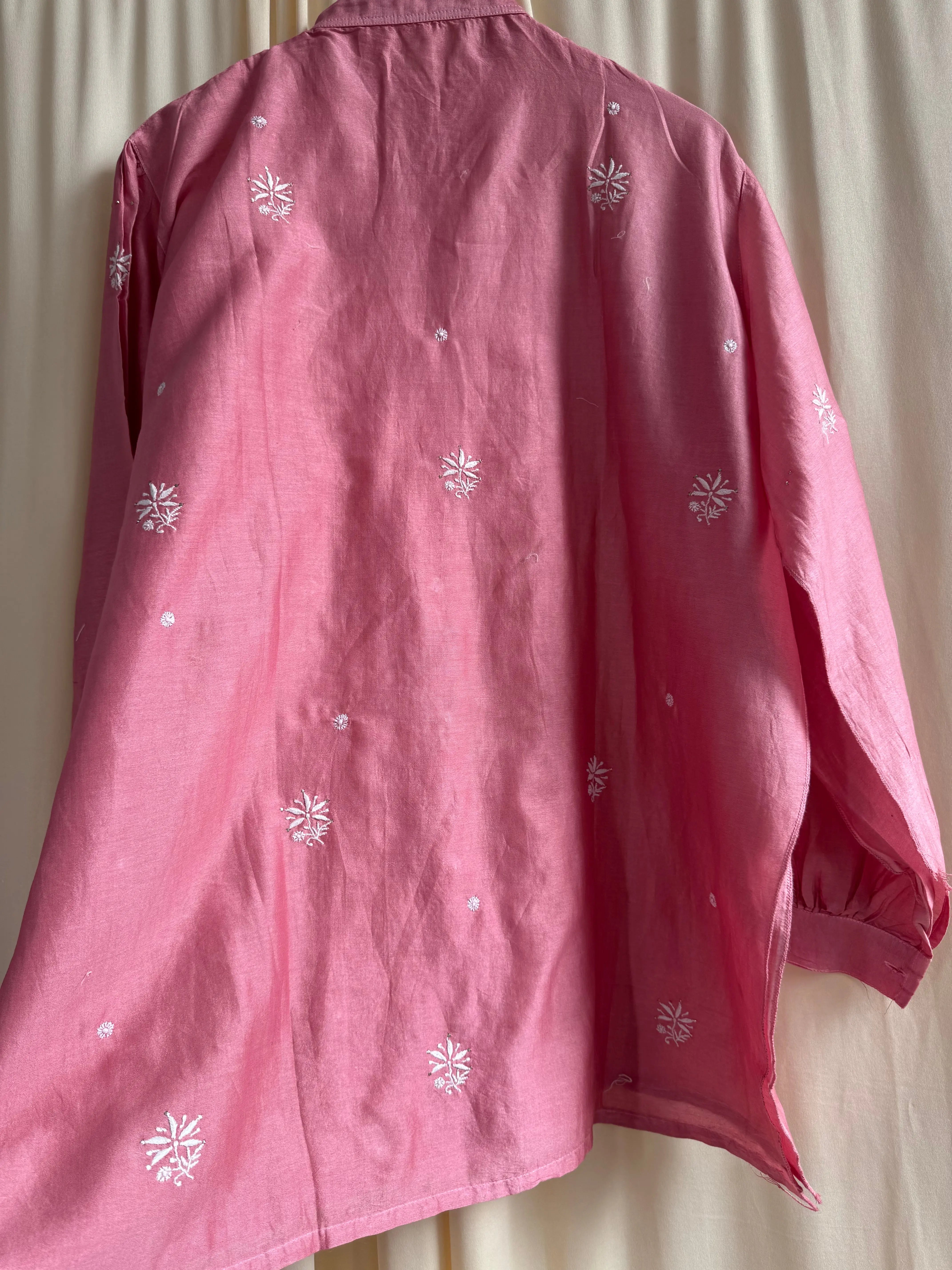 Chanderi Chikankari Cord Set with Mukaish Detailing - Rosewood ARIAA CHIKANKARI