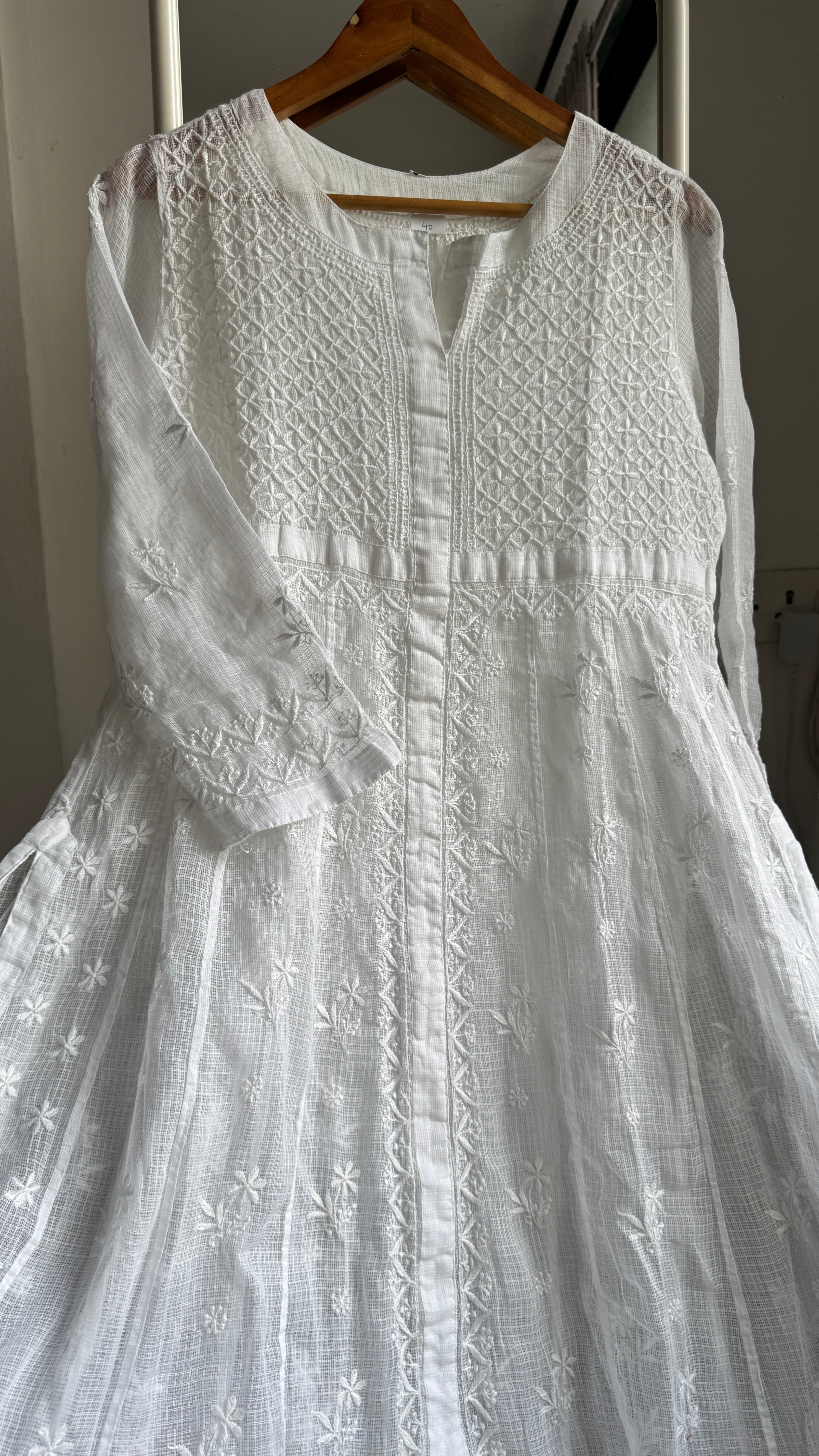 Kota Cotton Chikankari Anarkali - White- SITARA Collection