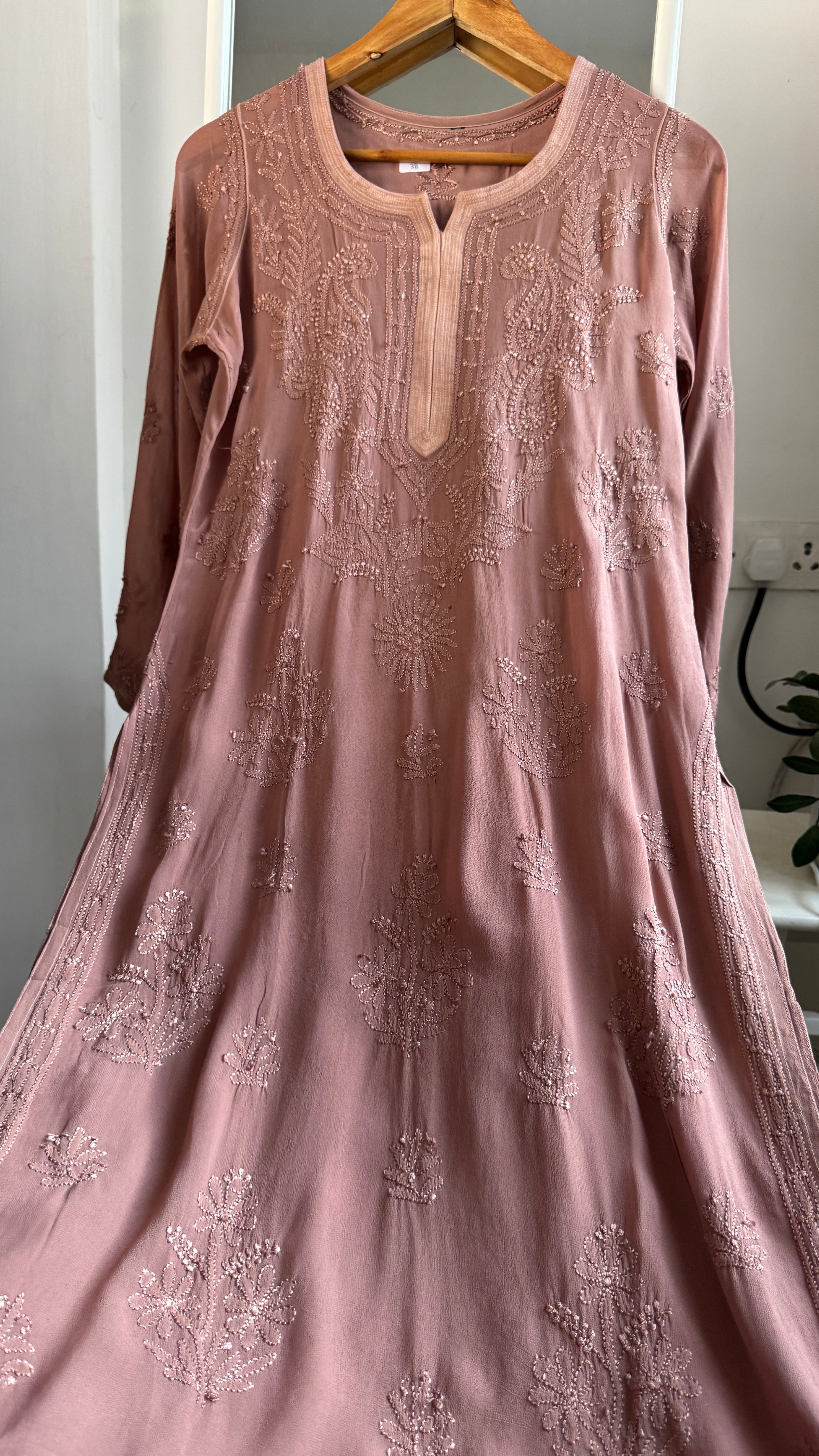 Viscose Kurti - Gala Booti- Brown