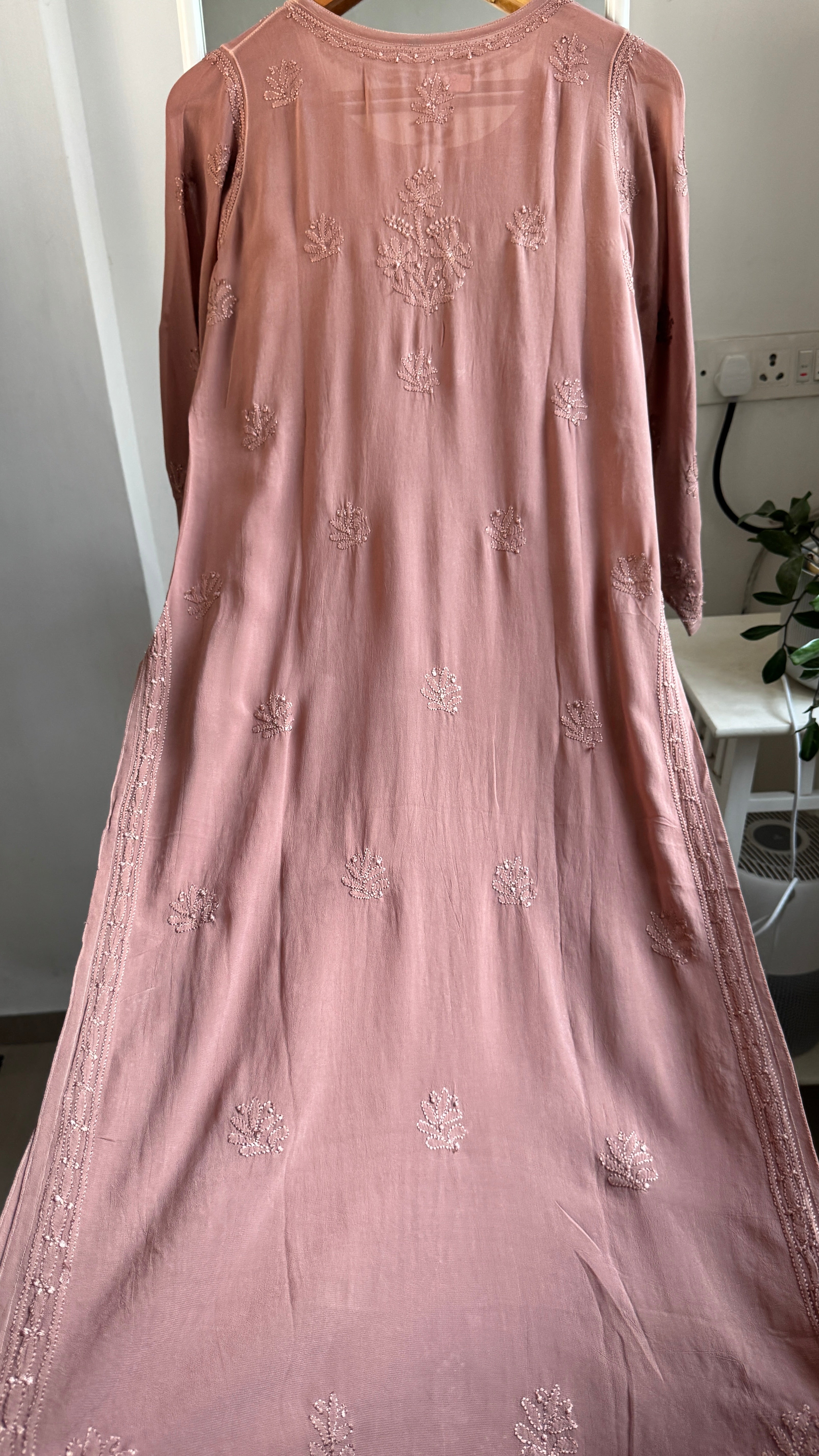 Viscose Kurti - Gala Booti- Brown