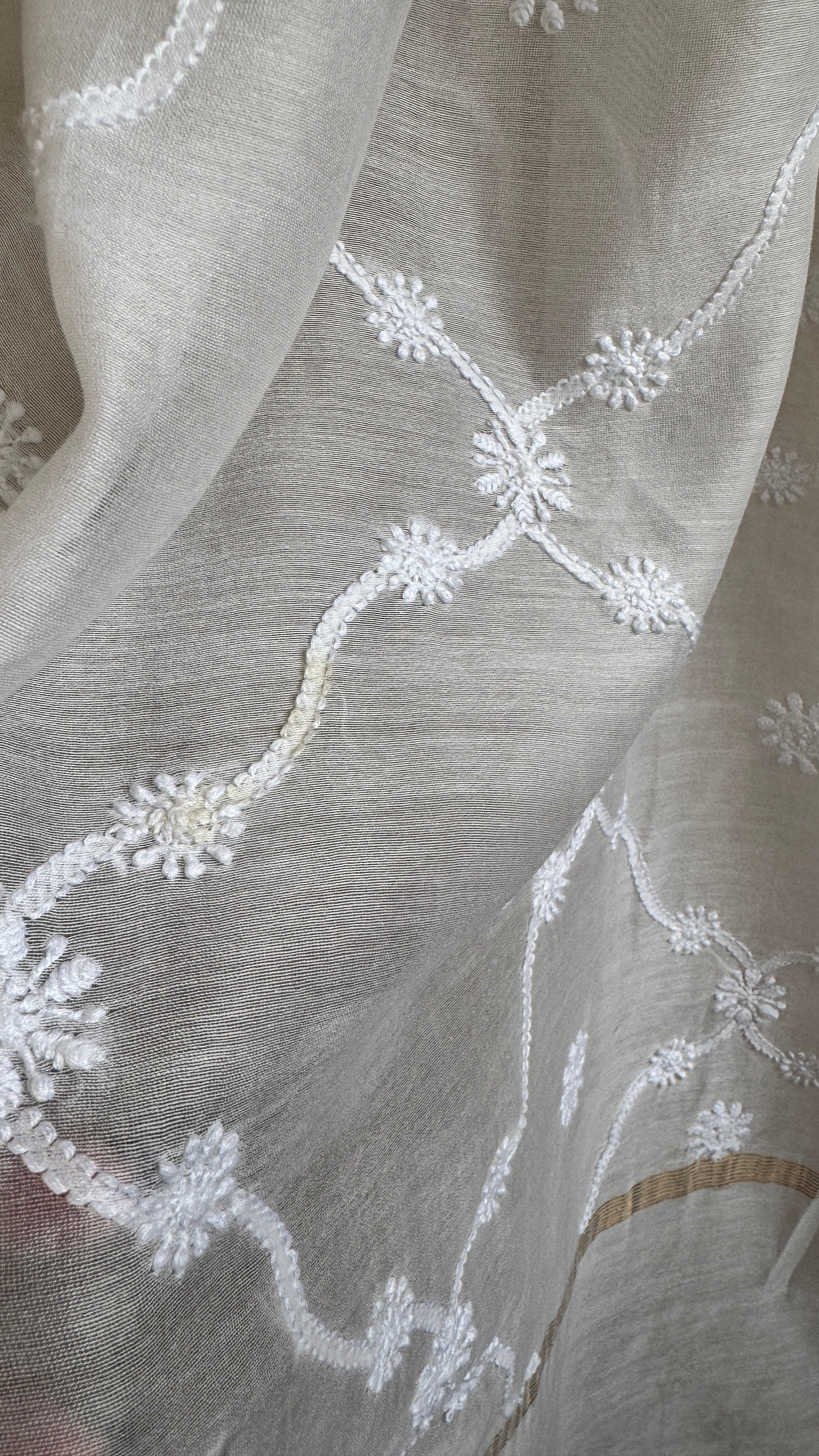 Pure Chanderi Dupatta with Chikankari