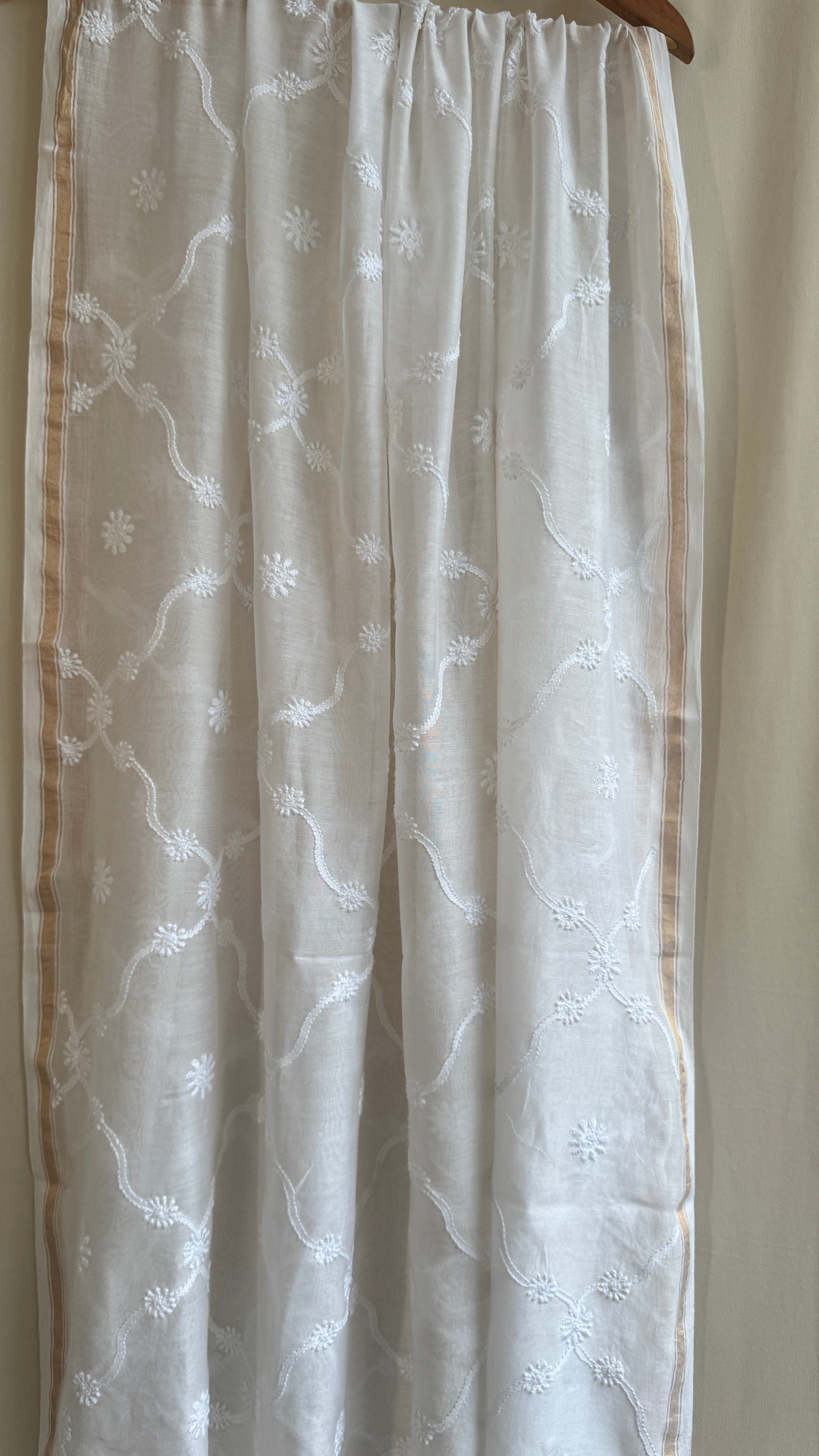Pure Chanderi Dupatta with Chikankari
