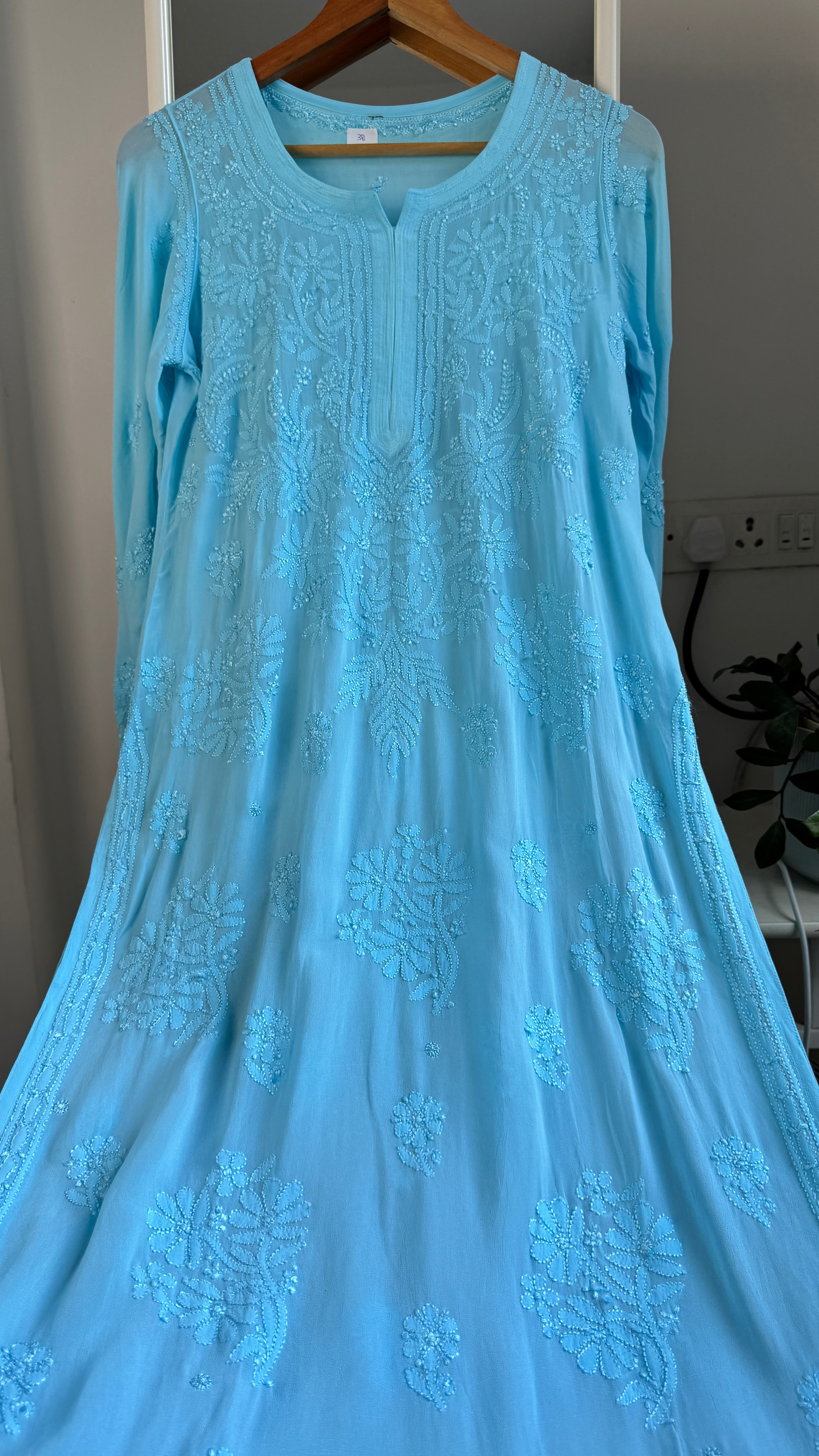 Viscose Kurti - Gala Booti- Firozi