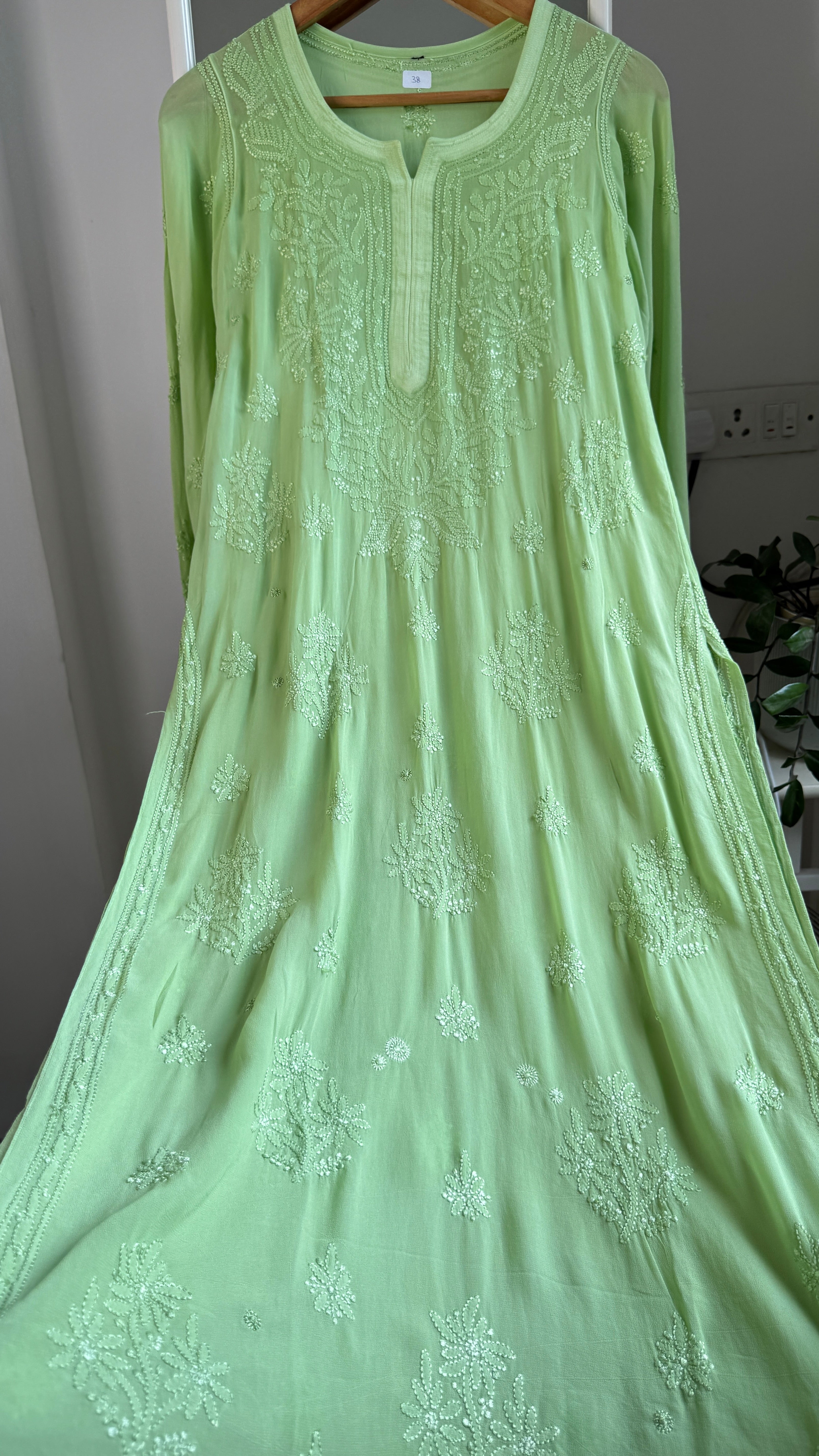 Viscose Kurti - Gala Booti- Bright Green