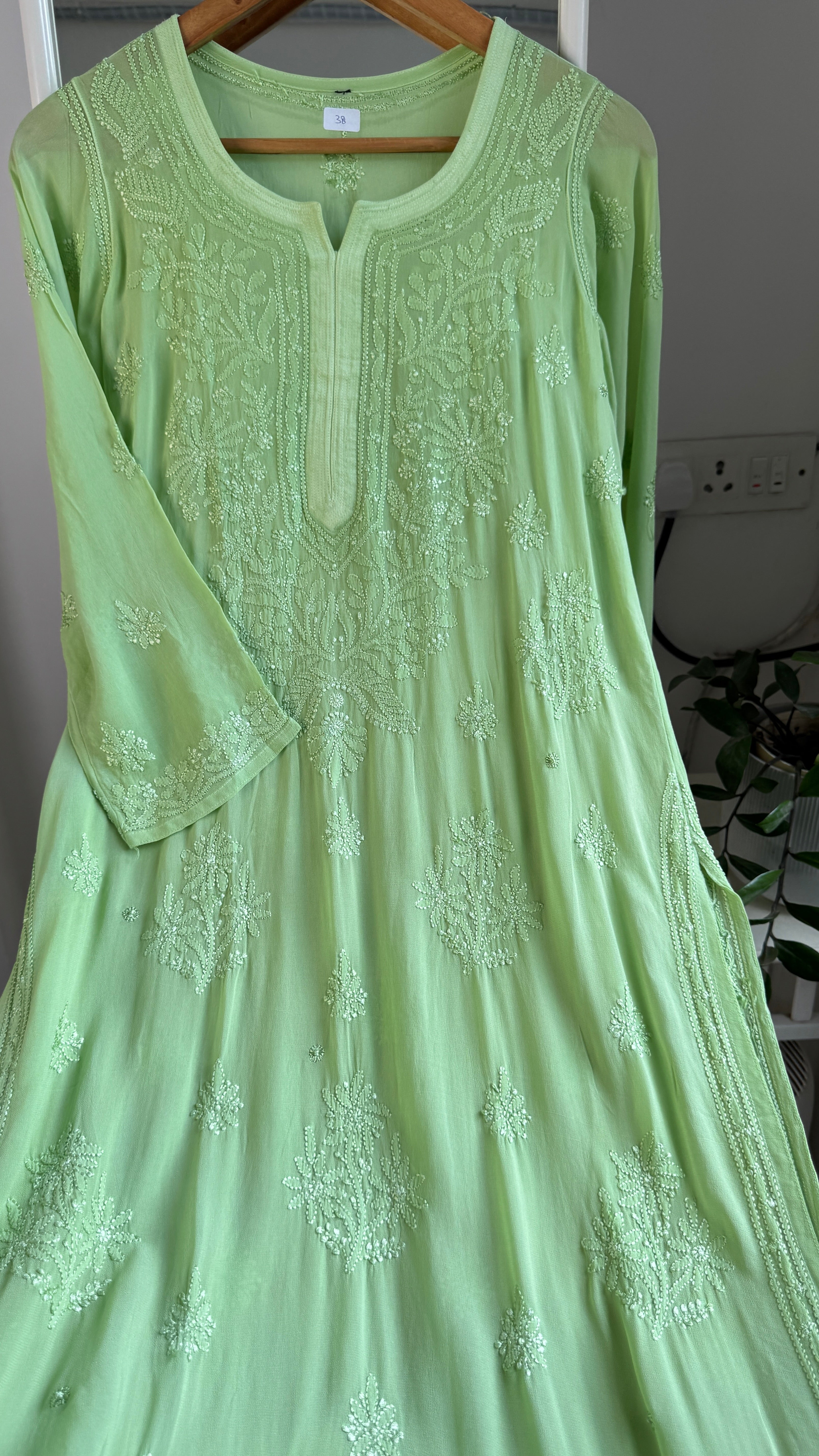 Viscose Kurti - Gala Booti- Bright Green