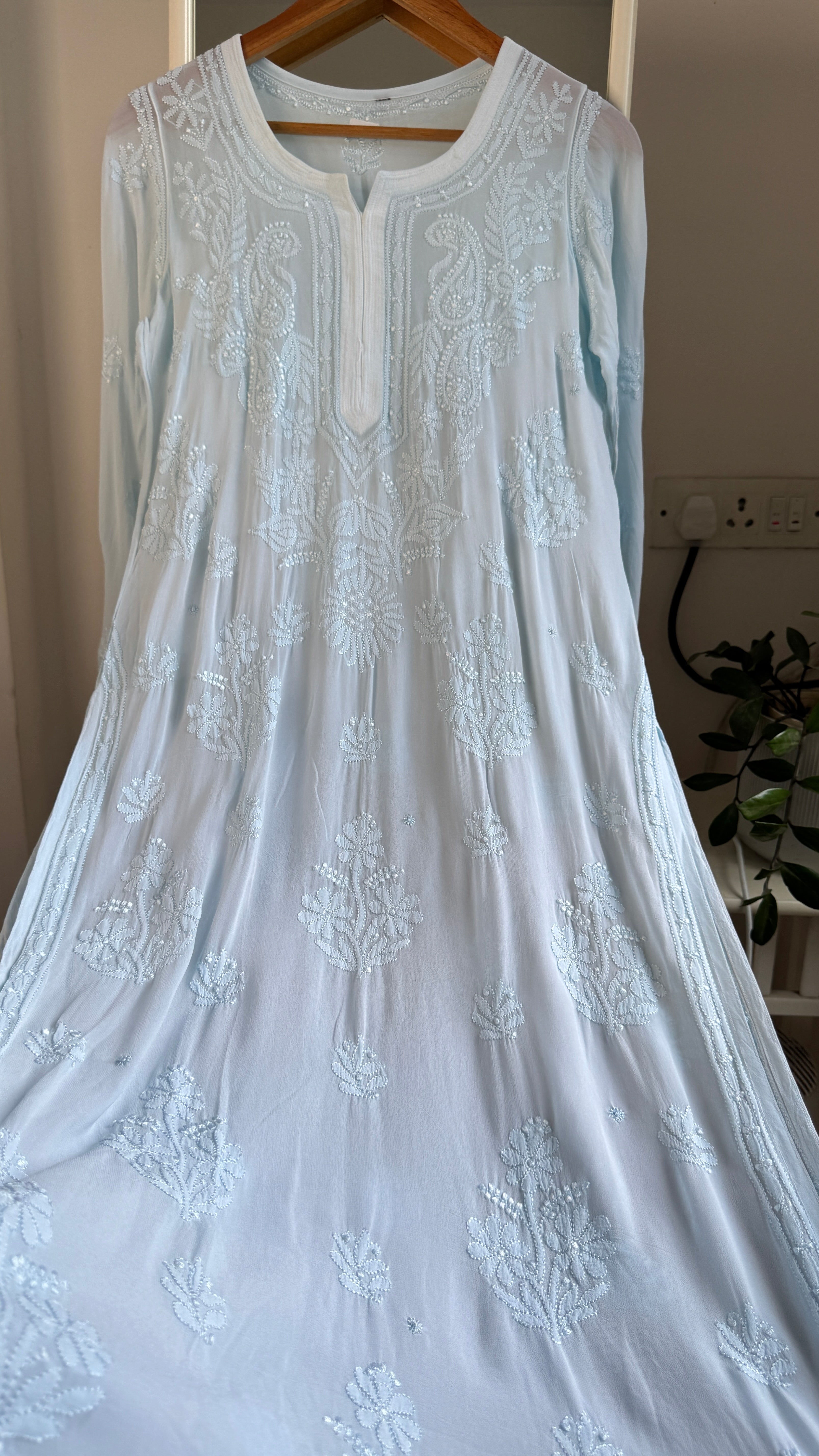 Viscose Kurti - Gala Booti- Blue