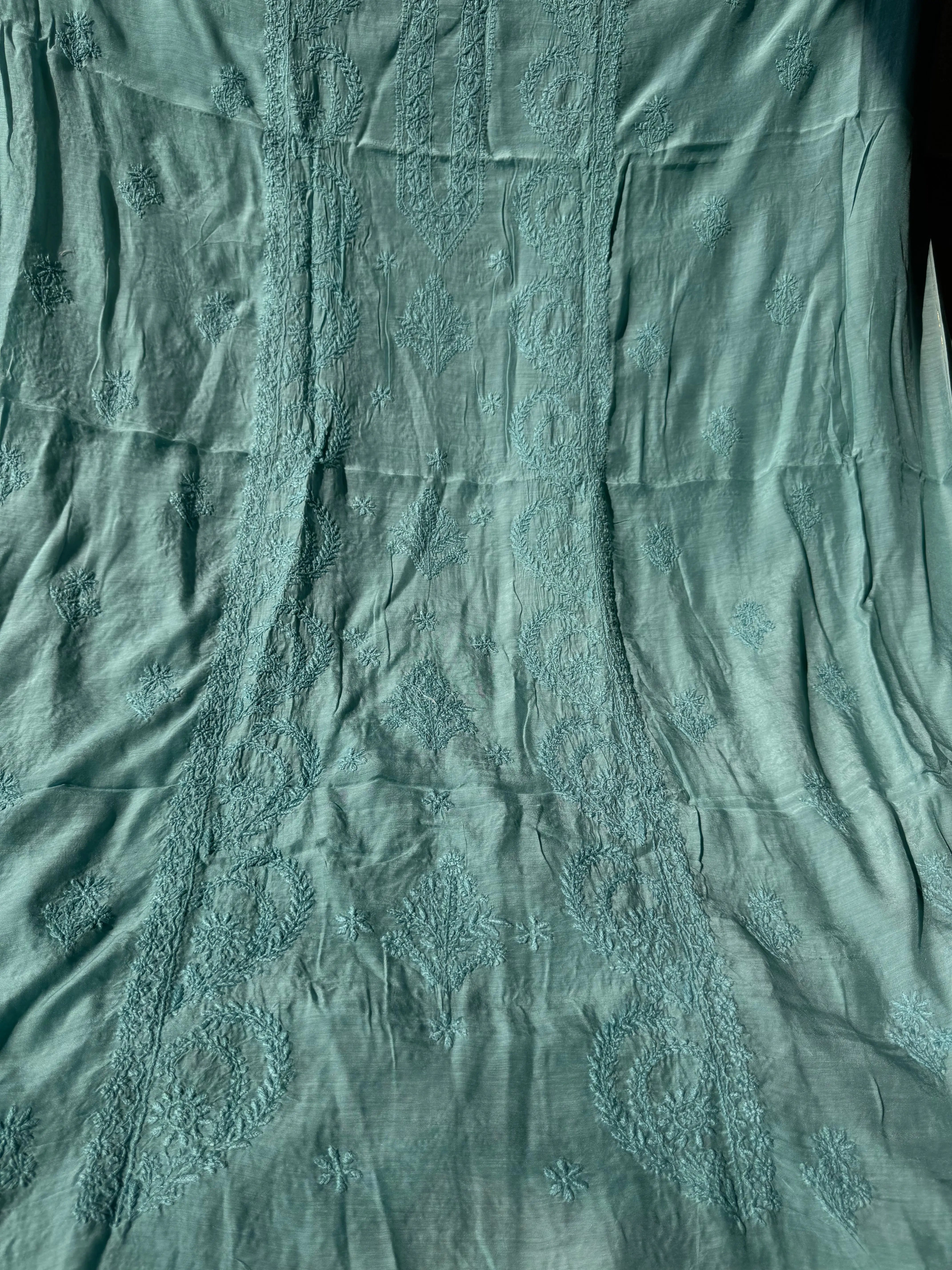 Pure Muslin kurti Length unstitched - Tiffnay Green ARIAA CHIKANKARI