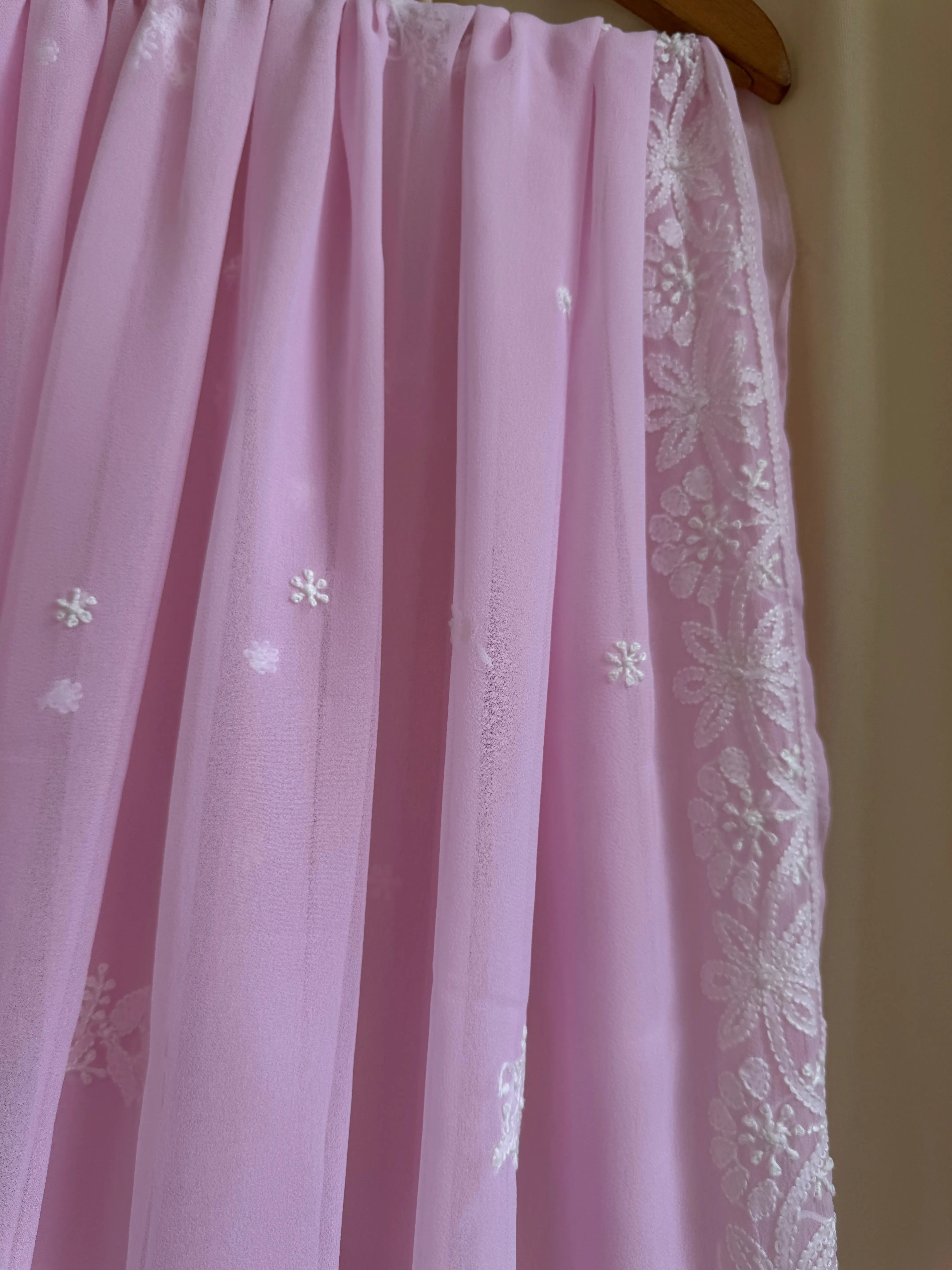Georgette Chikankari saree in Pink ARIAA CHIKANKARI