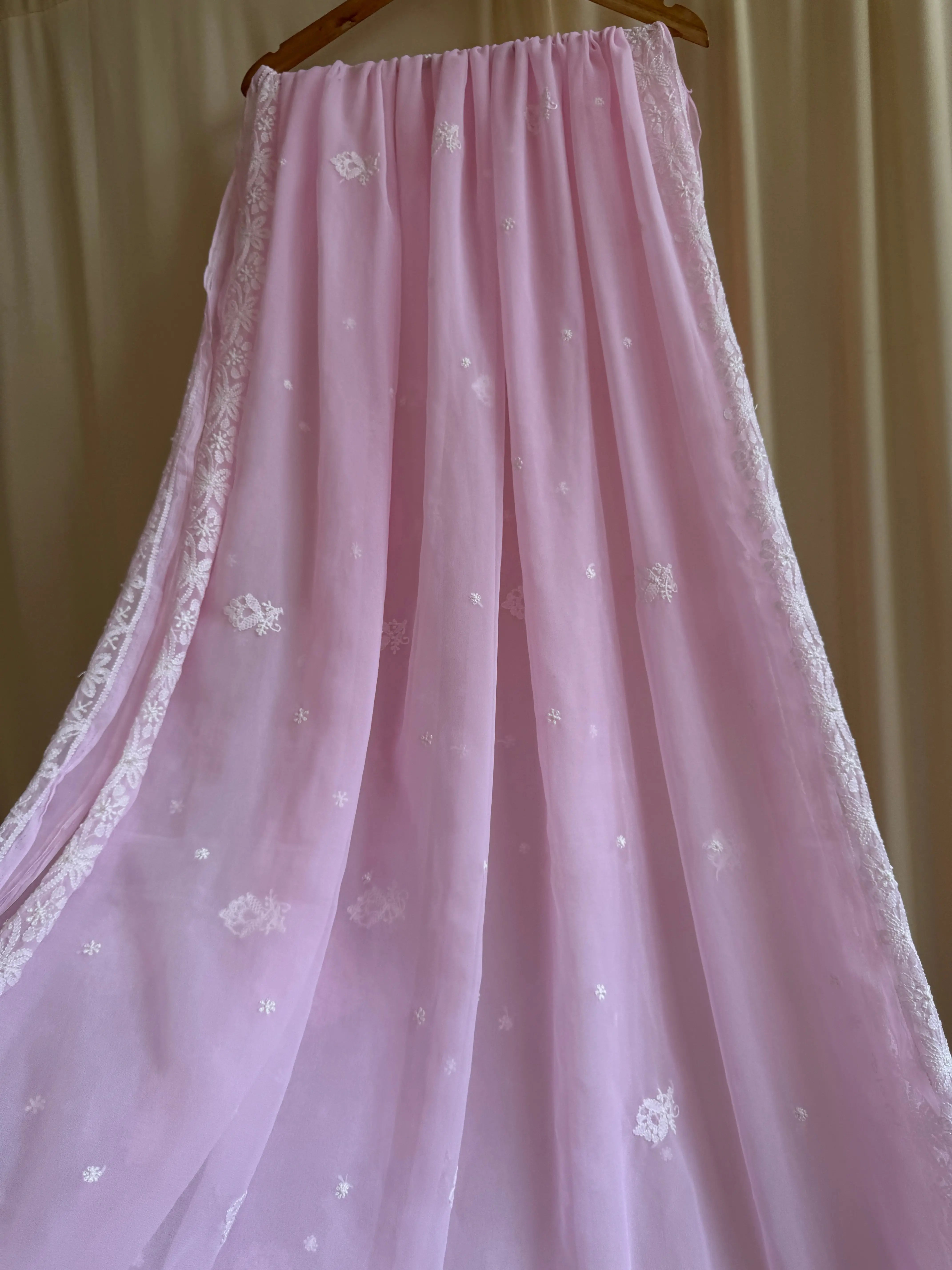 Georgette Chikankari saree in Pink ARIAA CHIKANKARI
