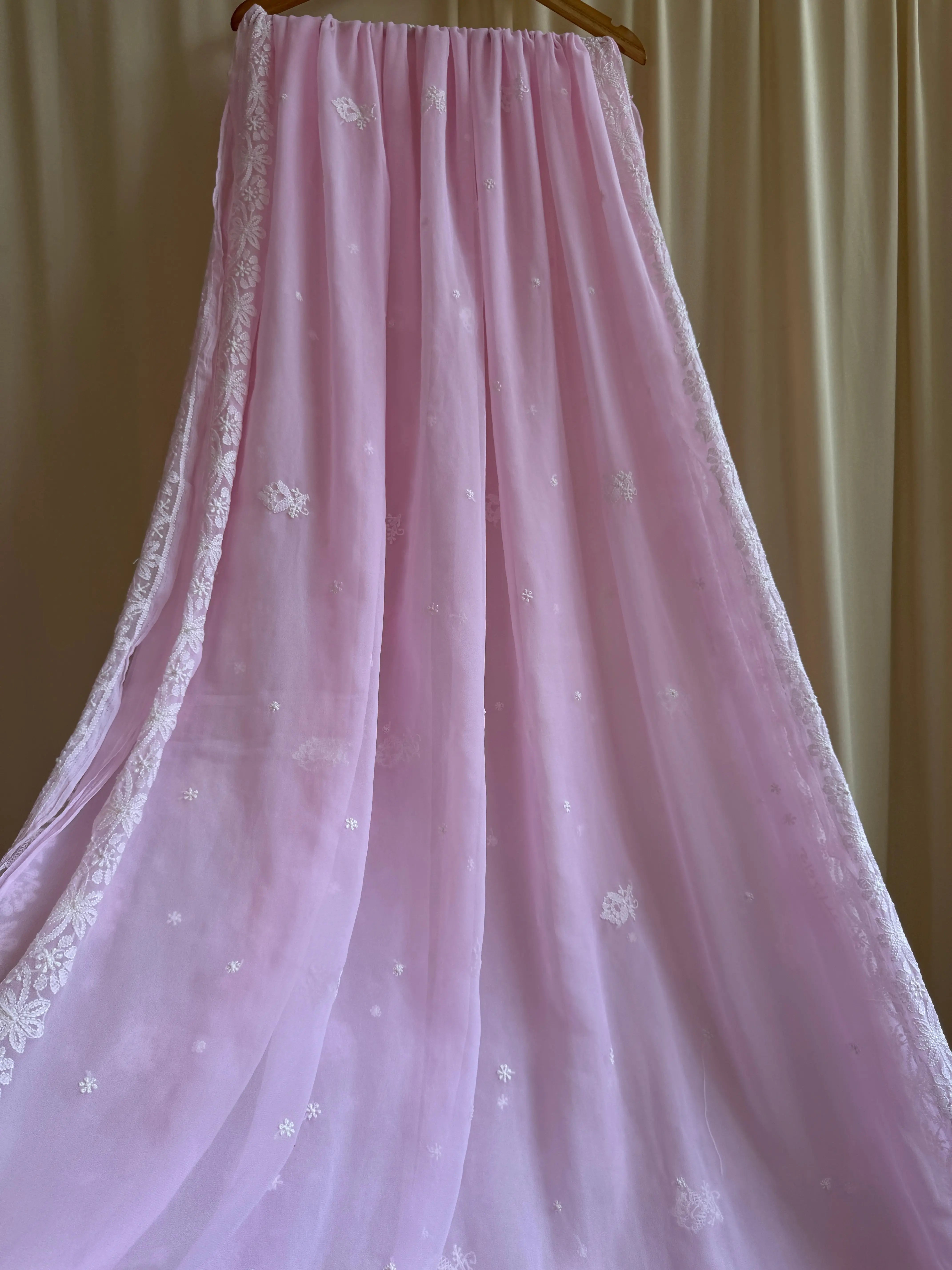 Georgette Chikankari saree in Pink ARIAA CHIKANKARI