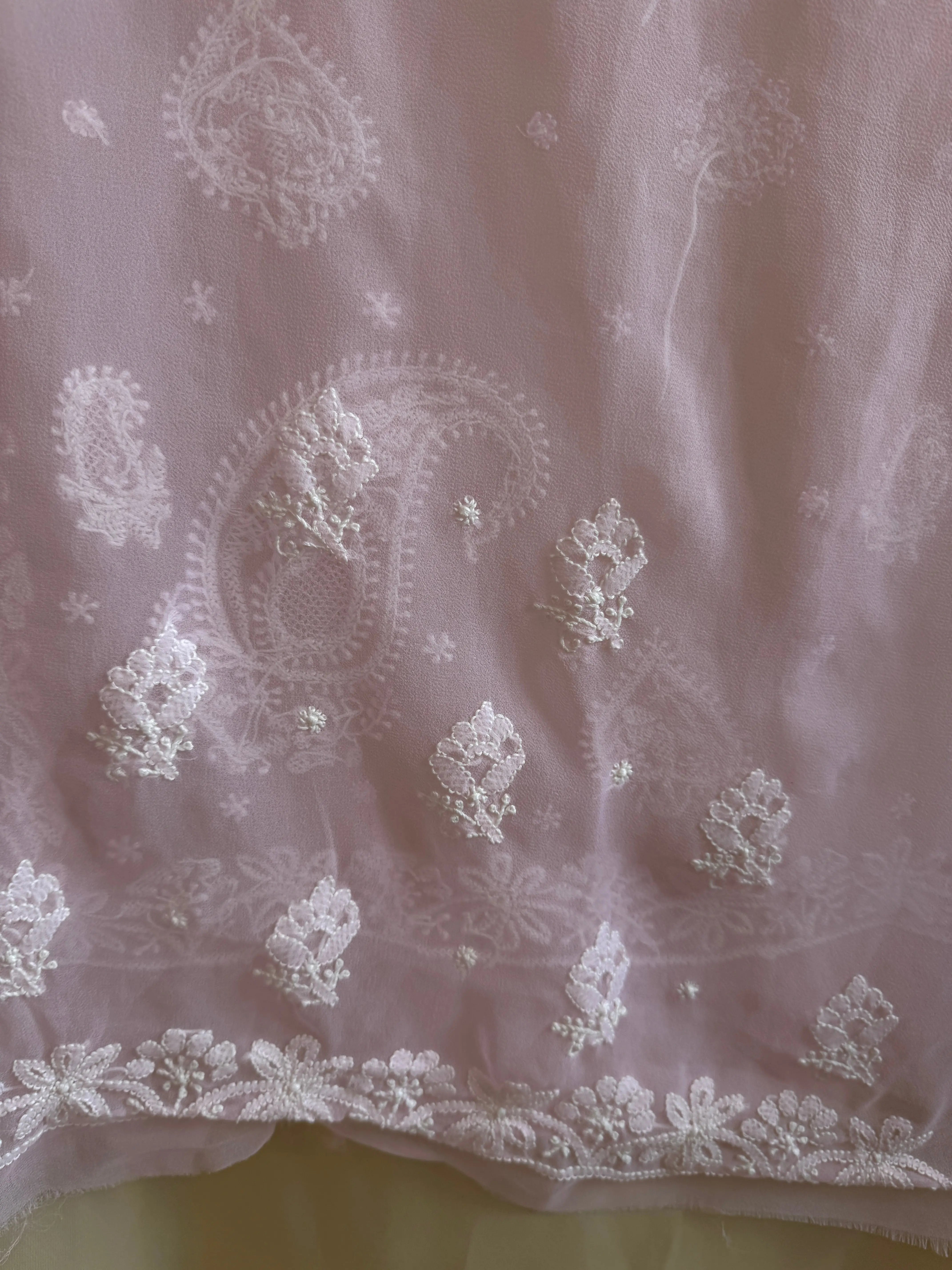 Georgette Chikankari saree in Pink ARIAA CHIKANKARI