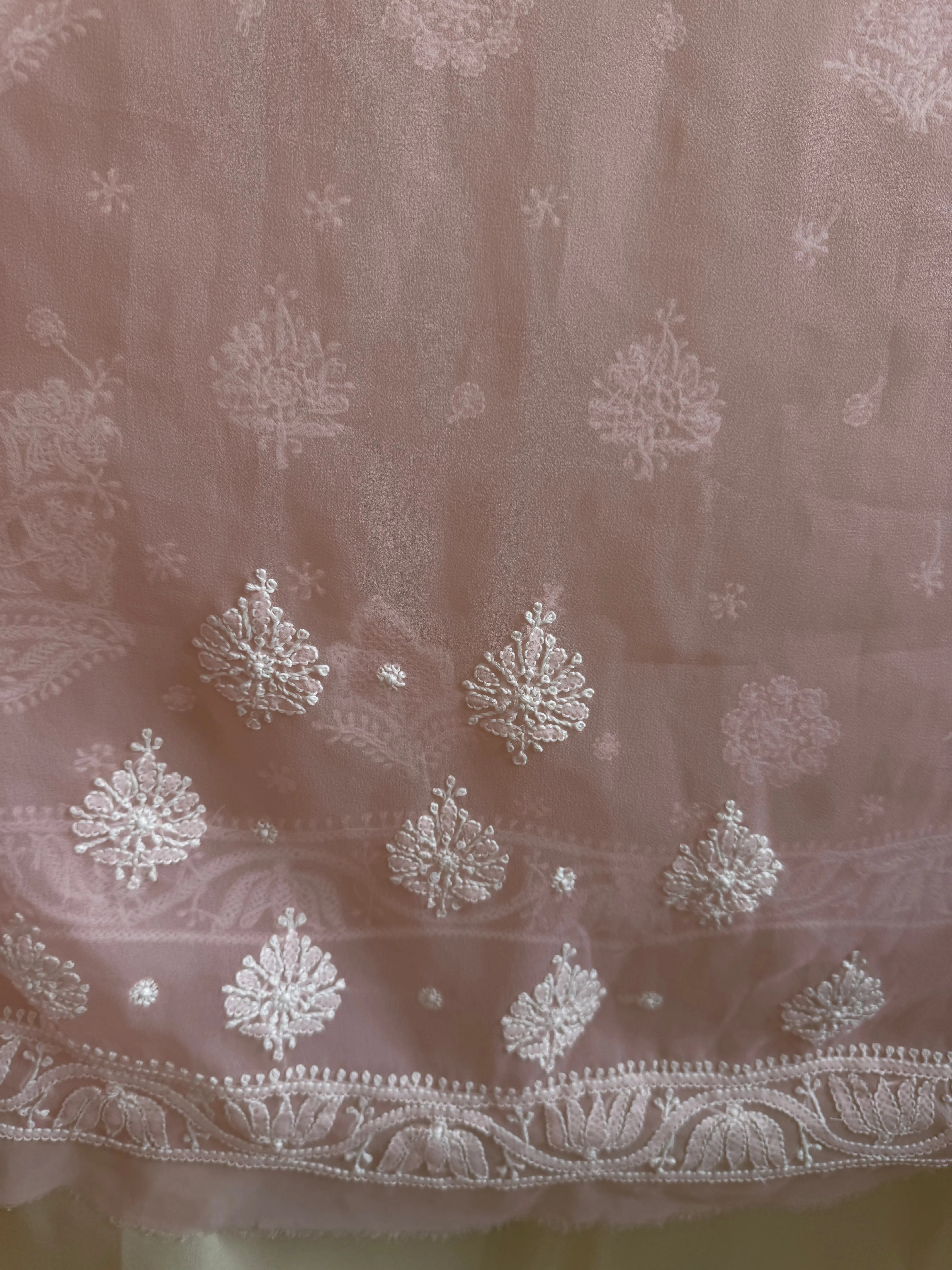 Georgette Chikankari saree in Peach ARIAA CHIKANKARI