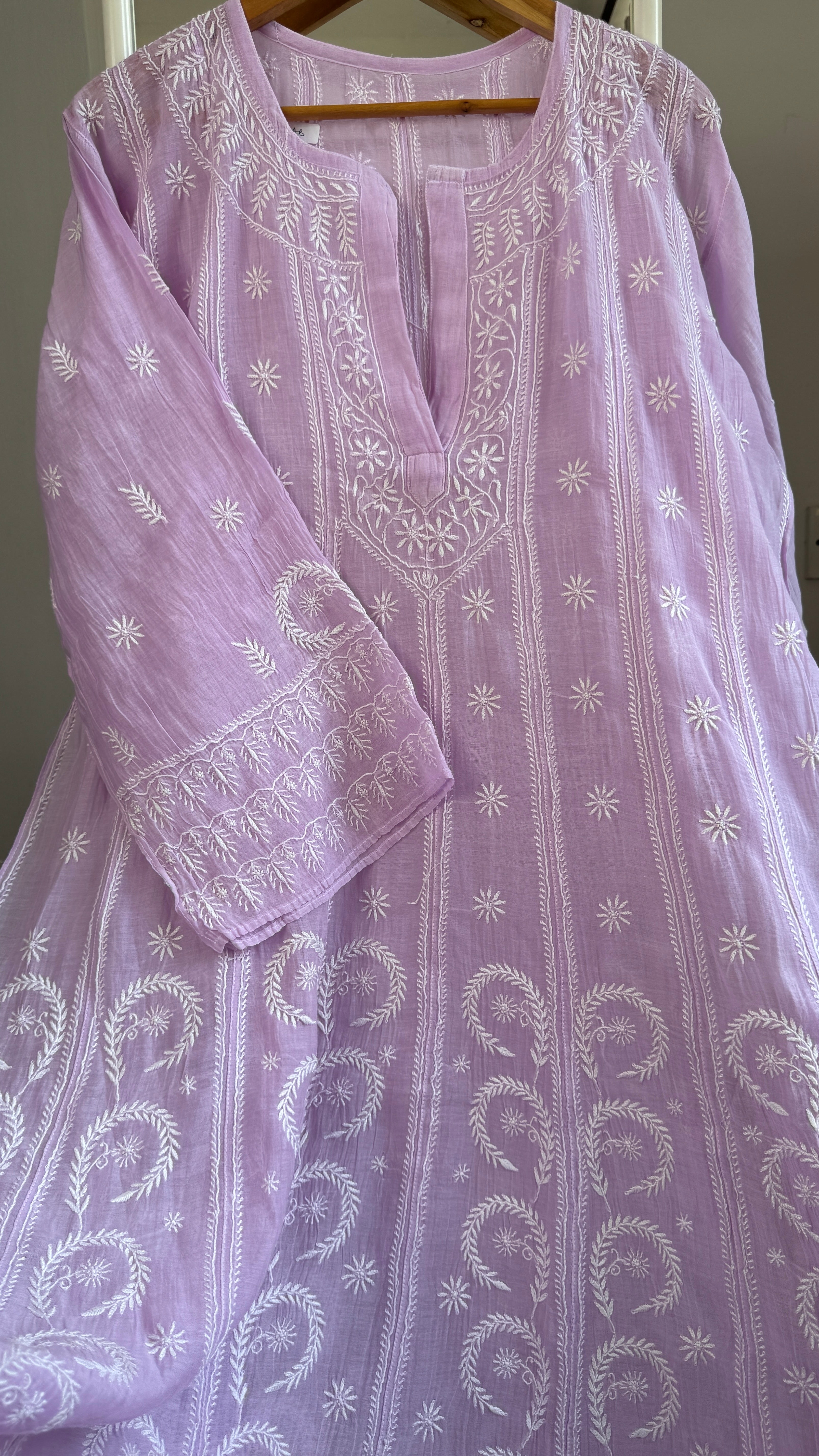 Mul Chanderi Semi-Stitched Anarkali - Lilac