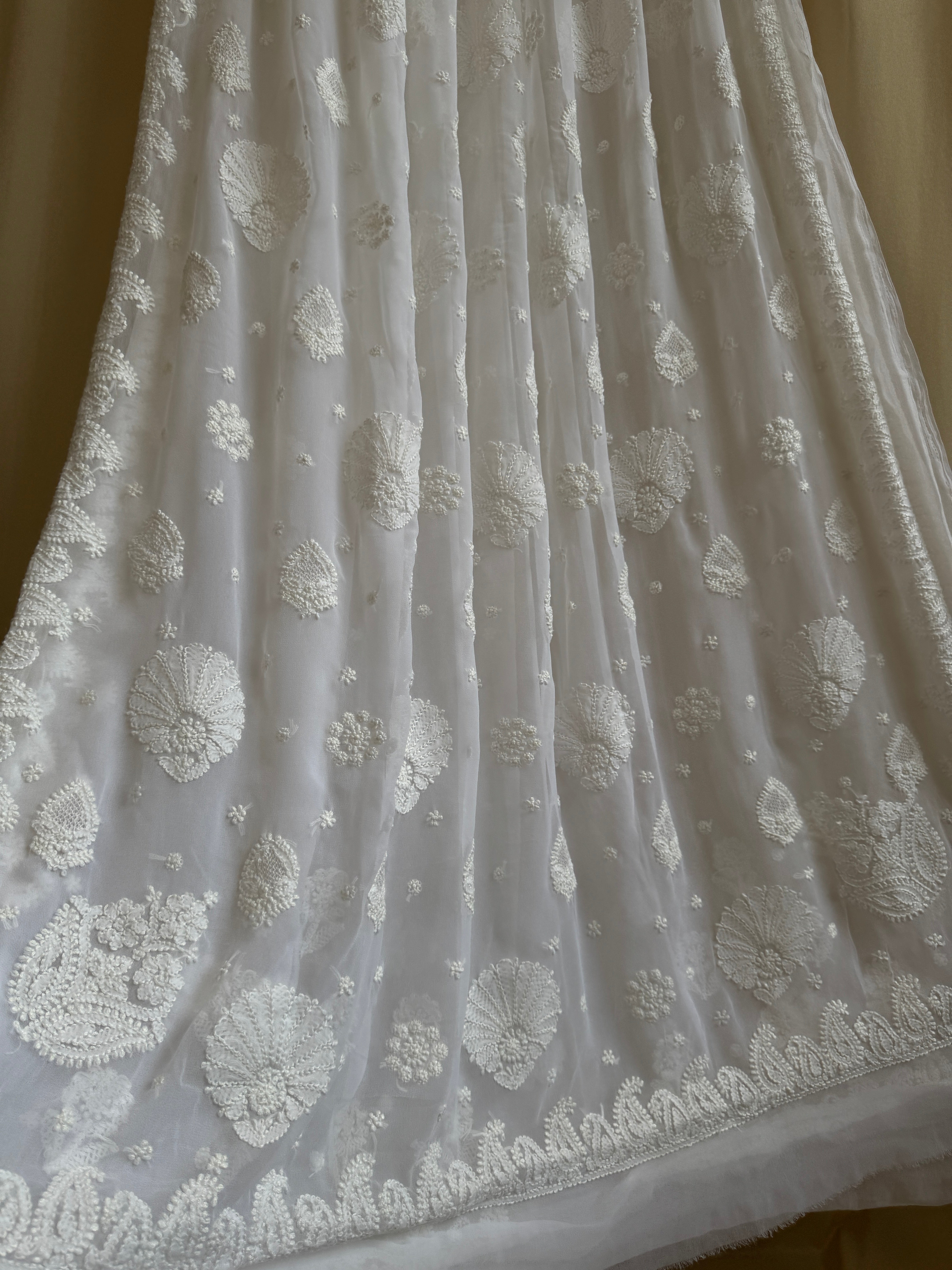 Georgette Chikankari saree in White