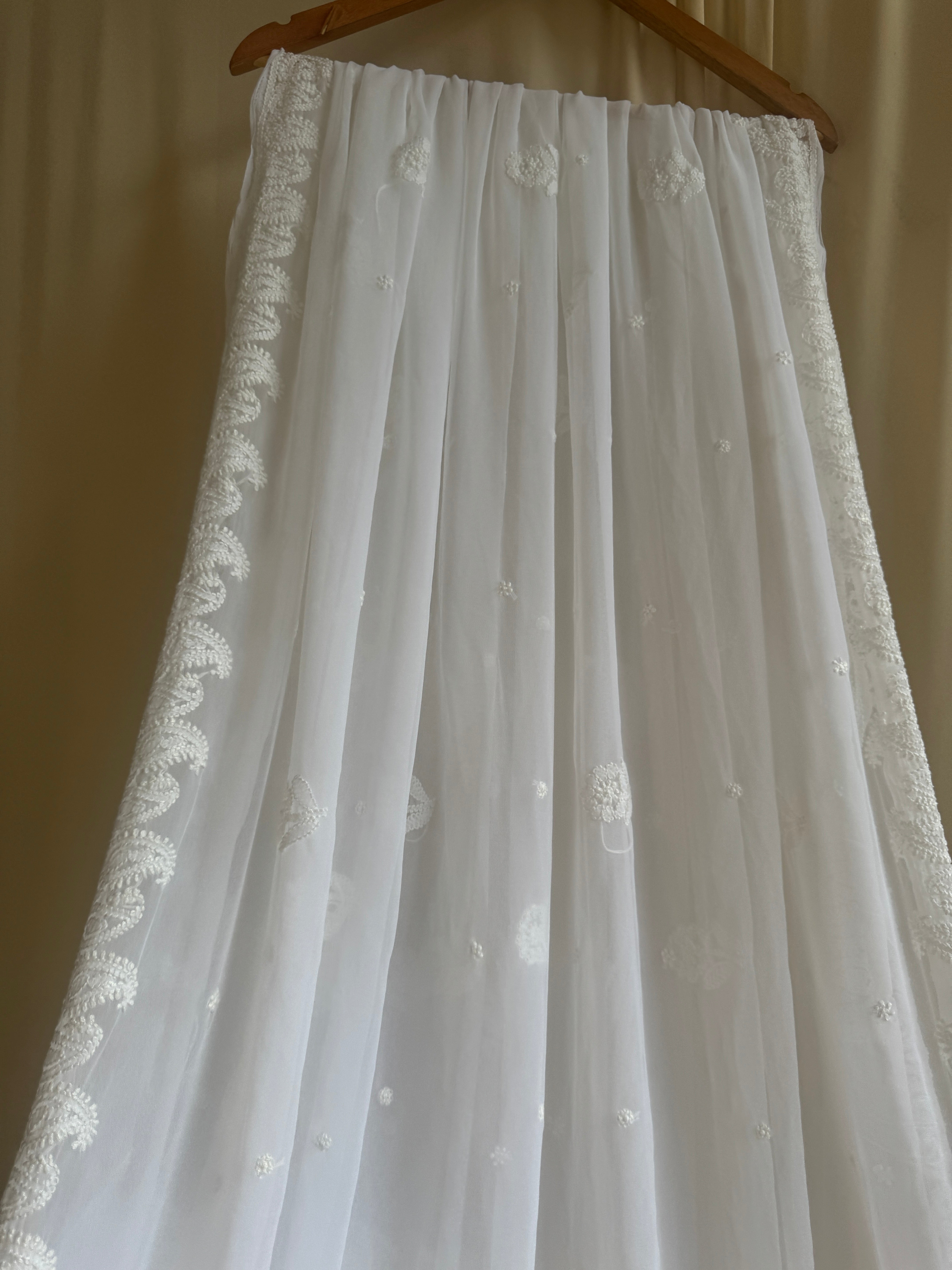 Georgette Chikankari saree in White