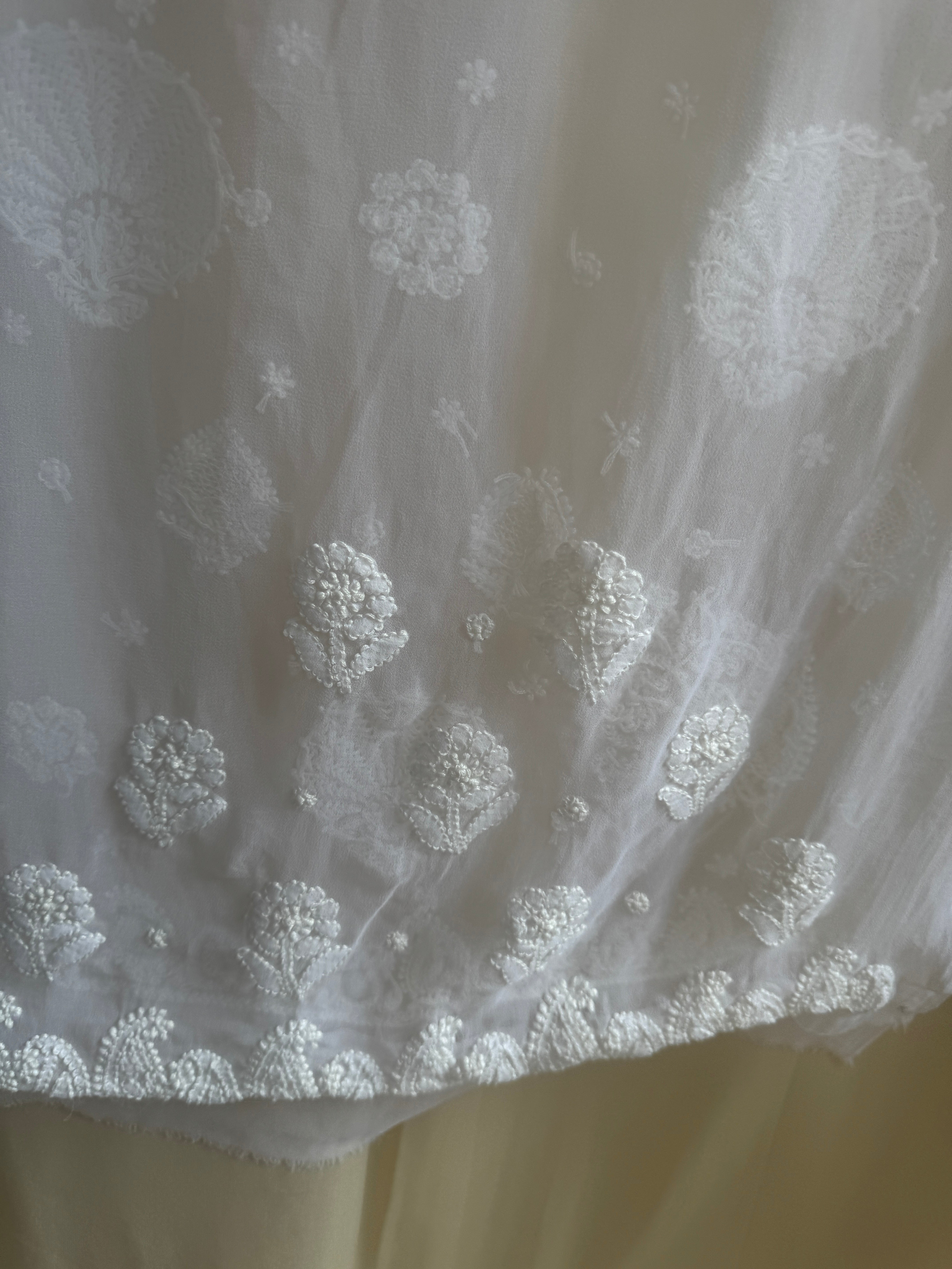 Georgette Chikankari saree in White