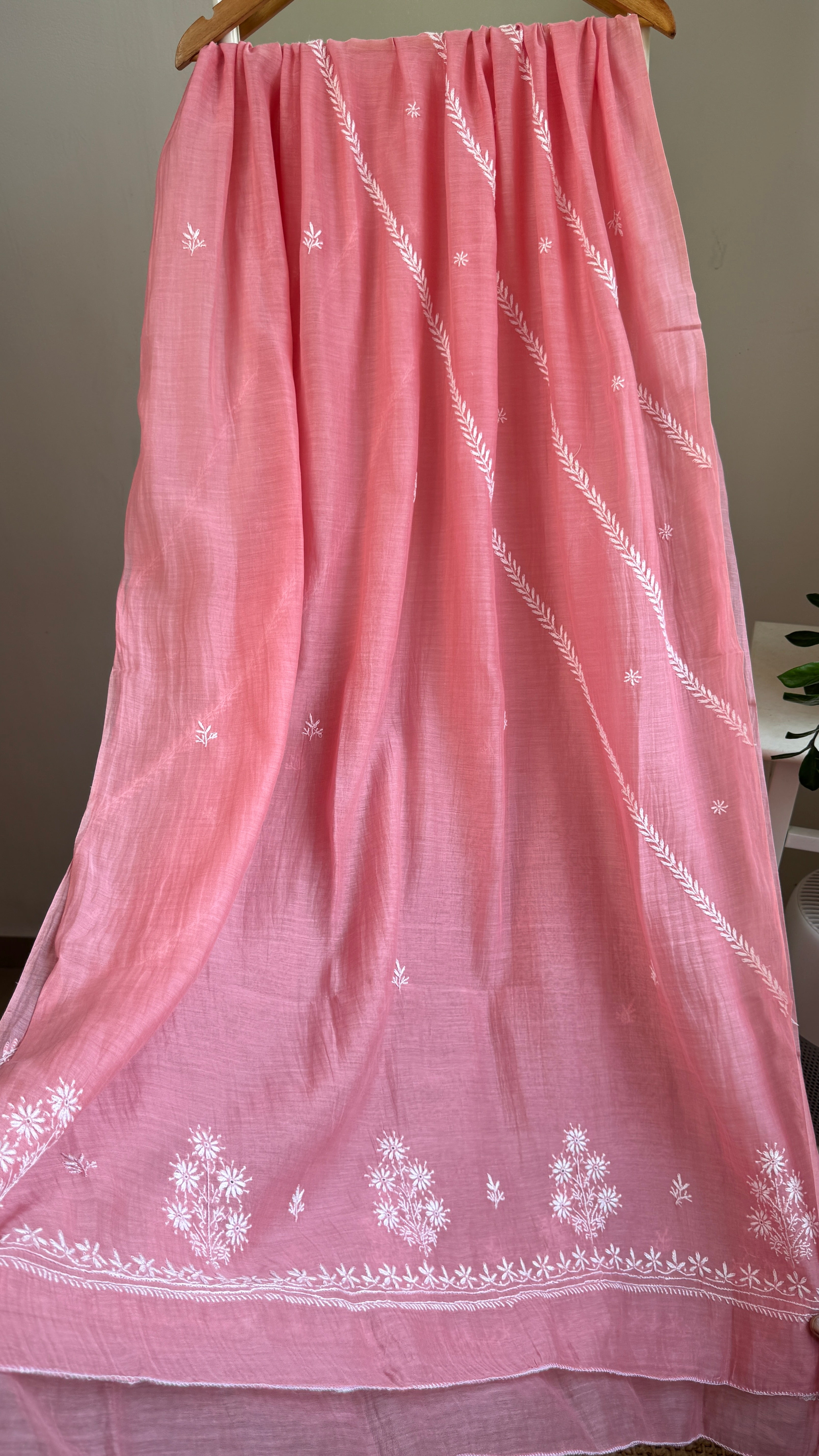 Mul Chanderi Semi-Stitched Anarkali - Rosewood