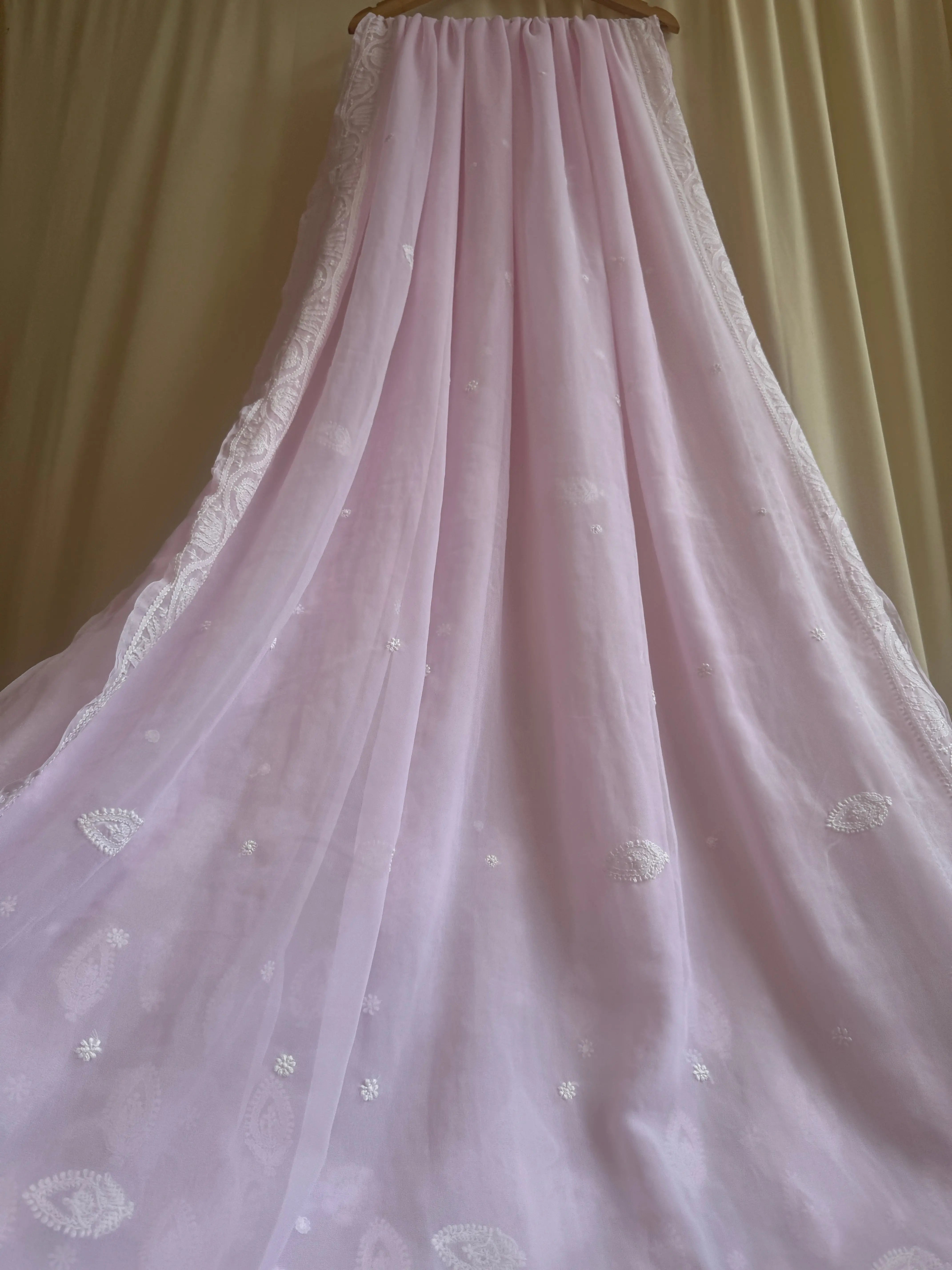 Georgette Chikankari saree in Pink ARIAA CHIKANKARI