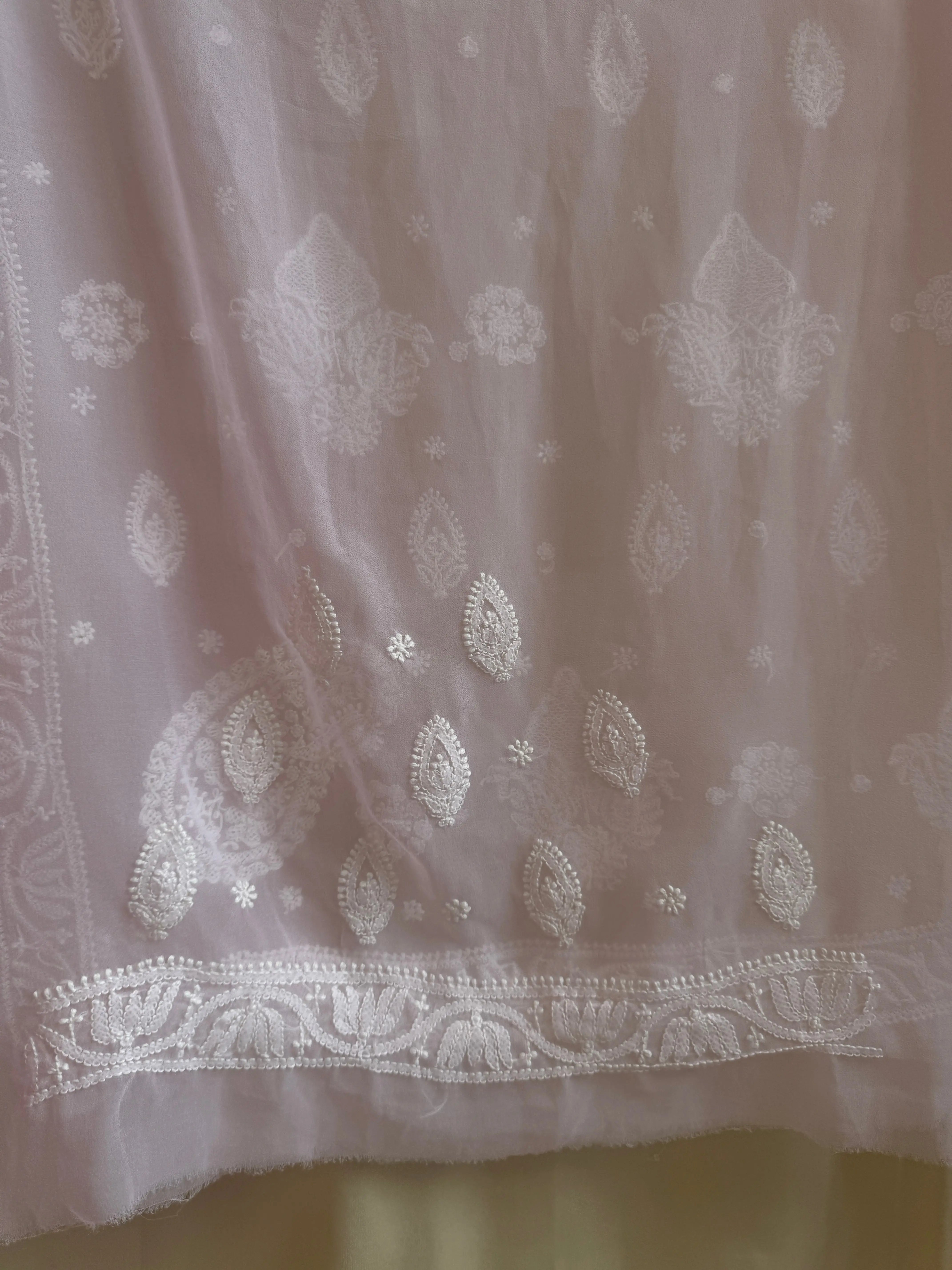 Georgette Chikankari saree in Pink ARIAA CHIKANKARI