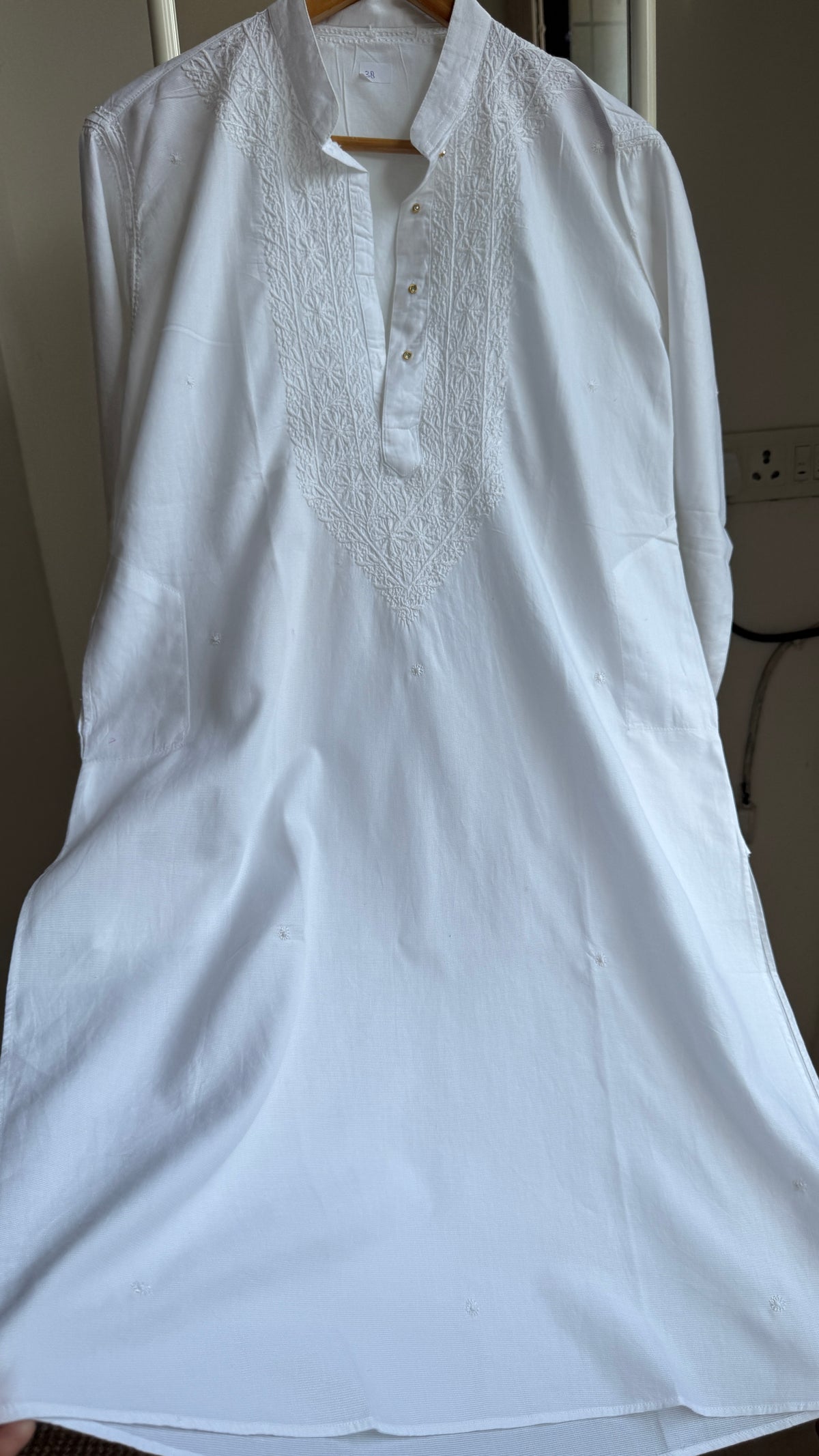 Cotton Chikankari Kurta - White - Men's Collection