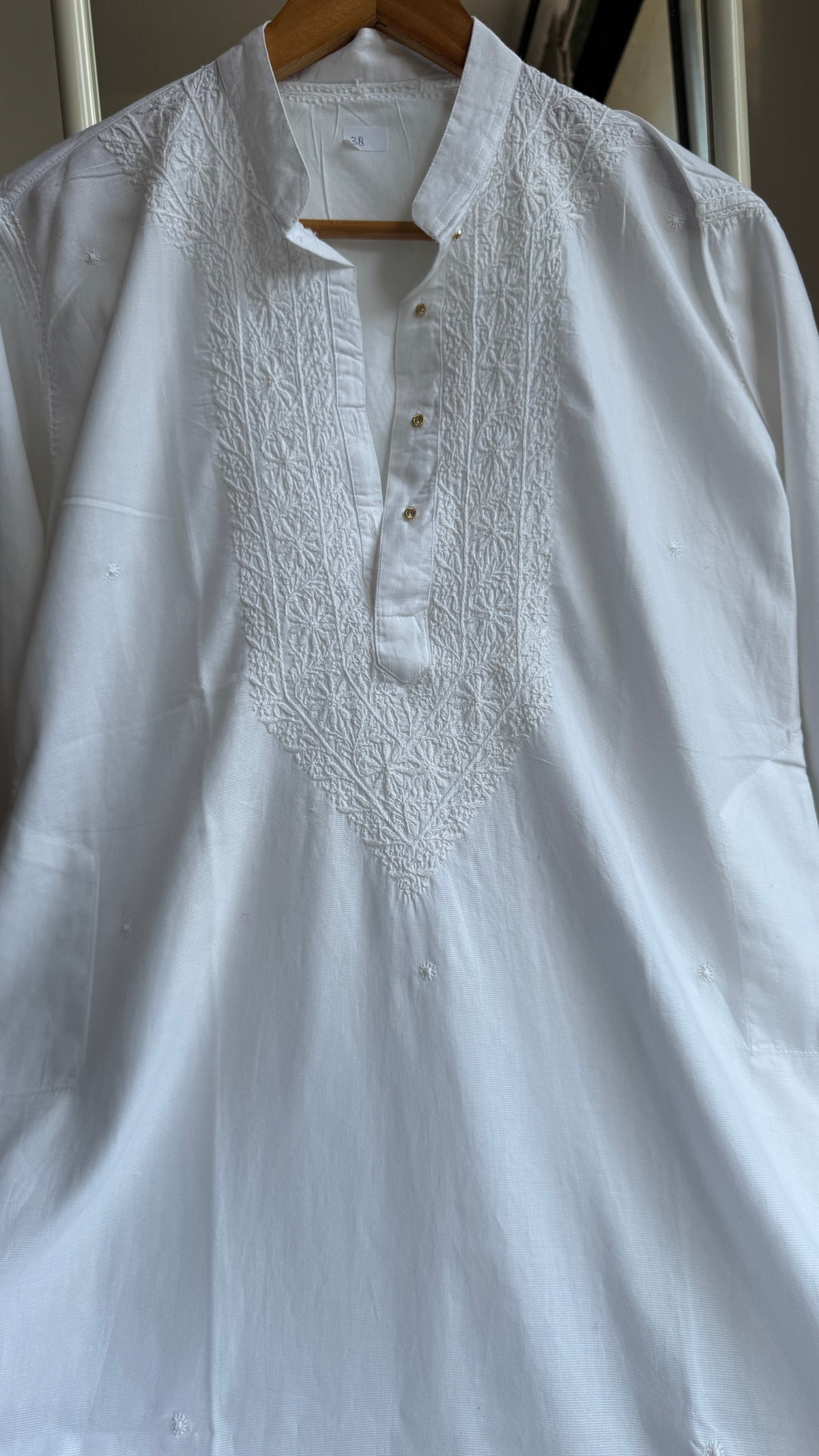Cotton Chikankari Kurta - White - Men's Collection