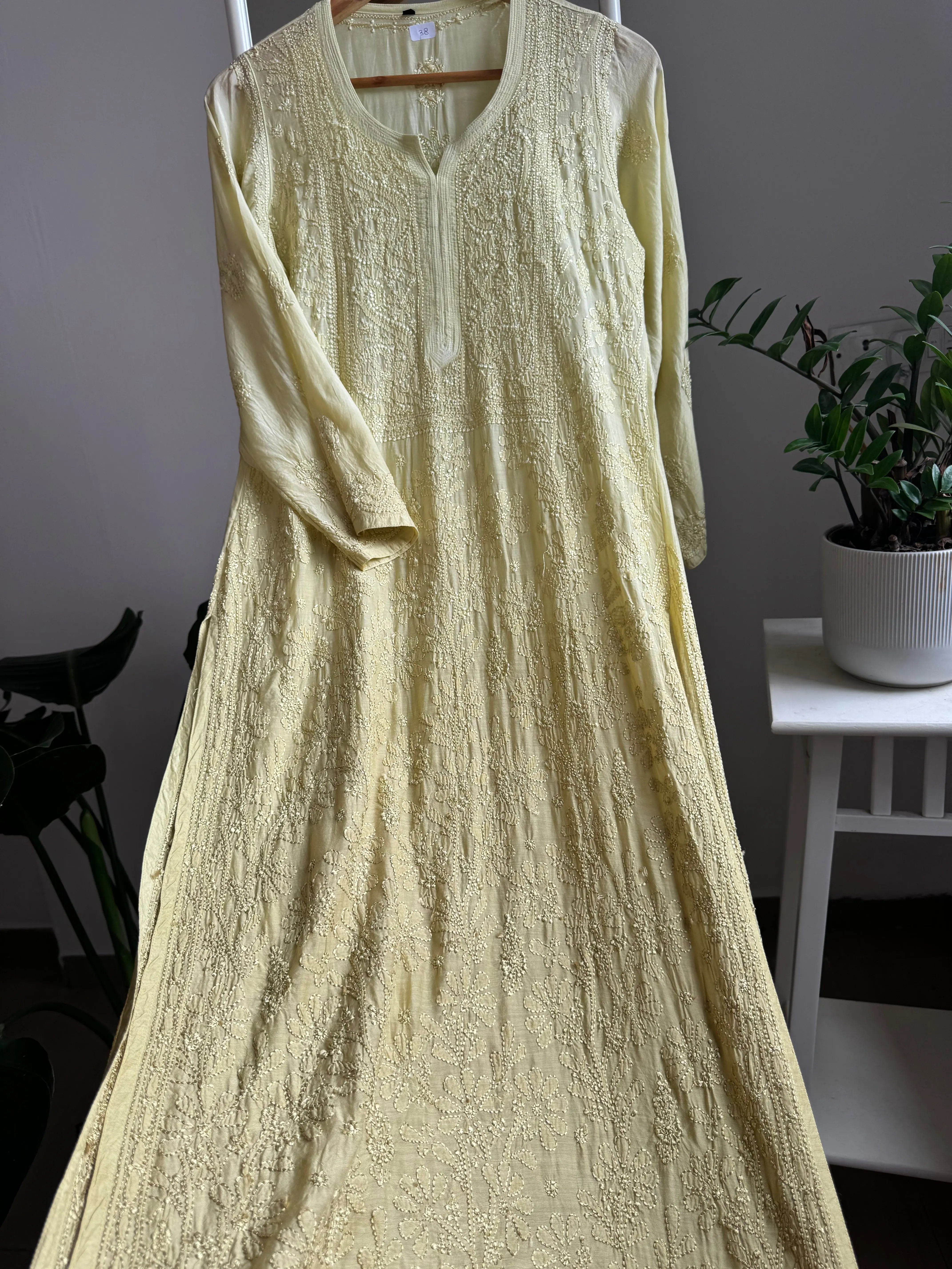 Muslin Chikankari Kurti - Green ARIAA CHIKANKARI