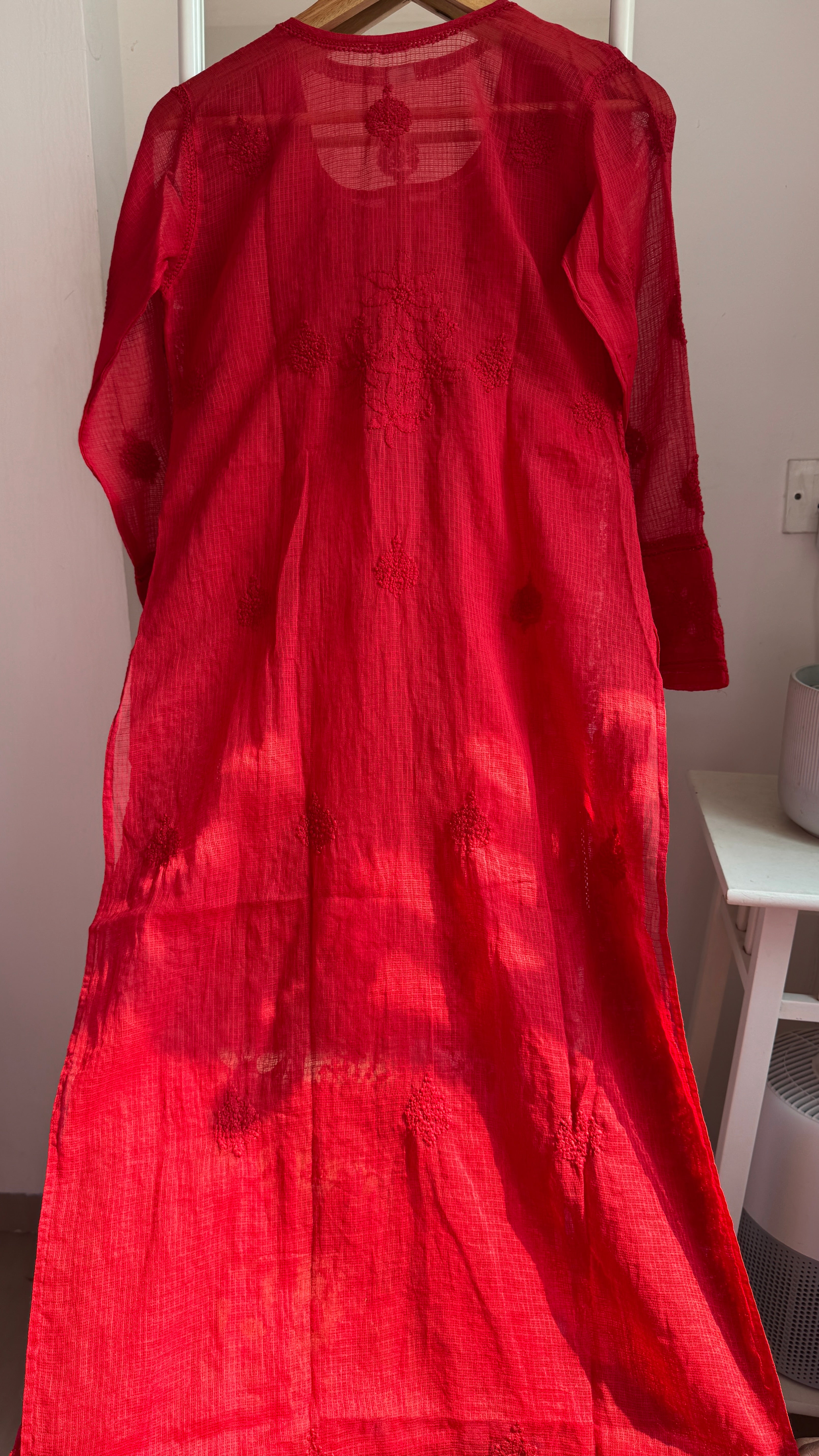 Kota Soft Cotton Chikankari Kurti - Red - CHAND Collection