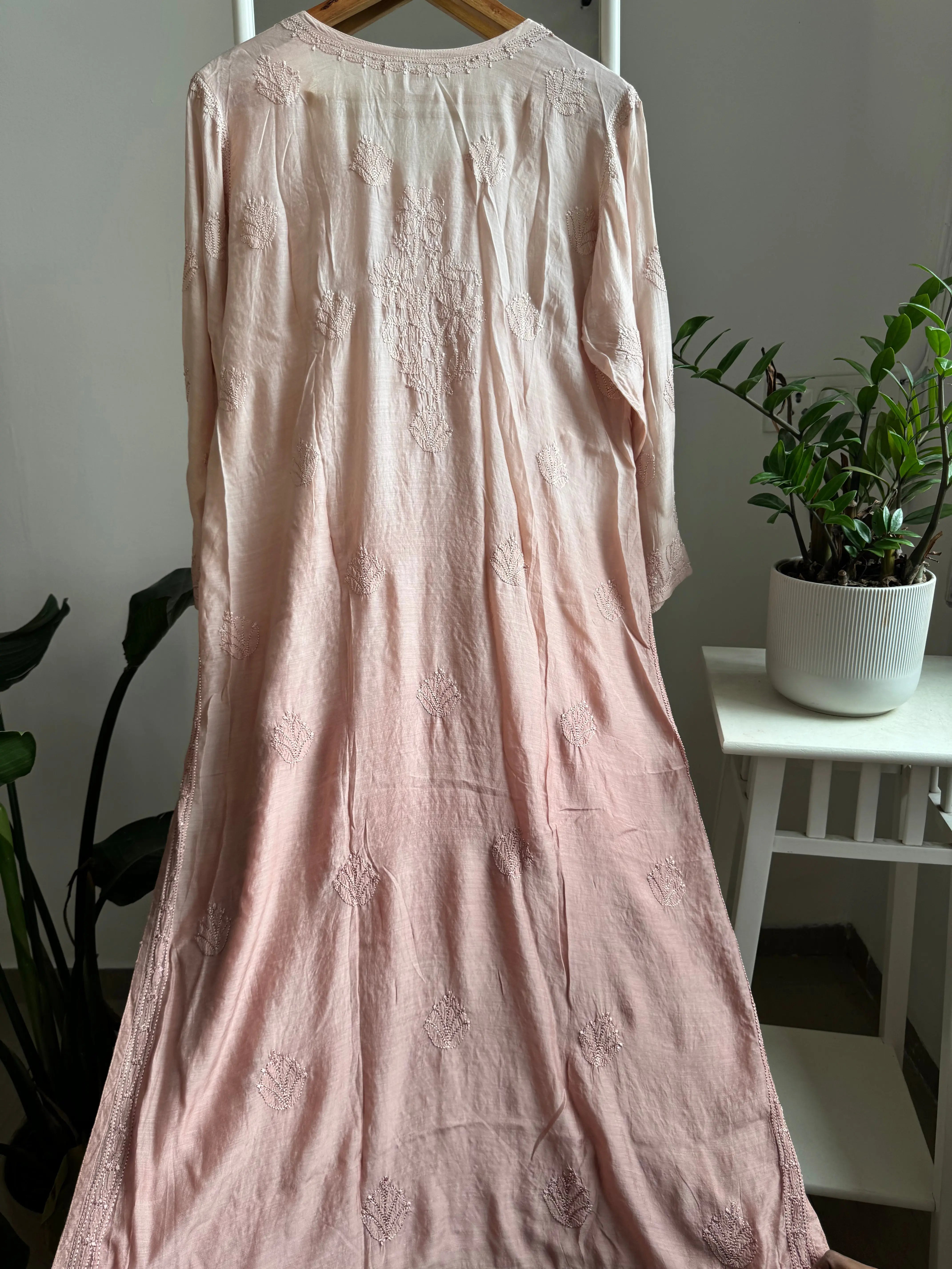 Muslin Chikankari Kurti - Coffee Brown Ombre ARIAA CHIKANKARI