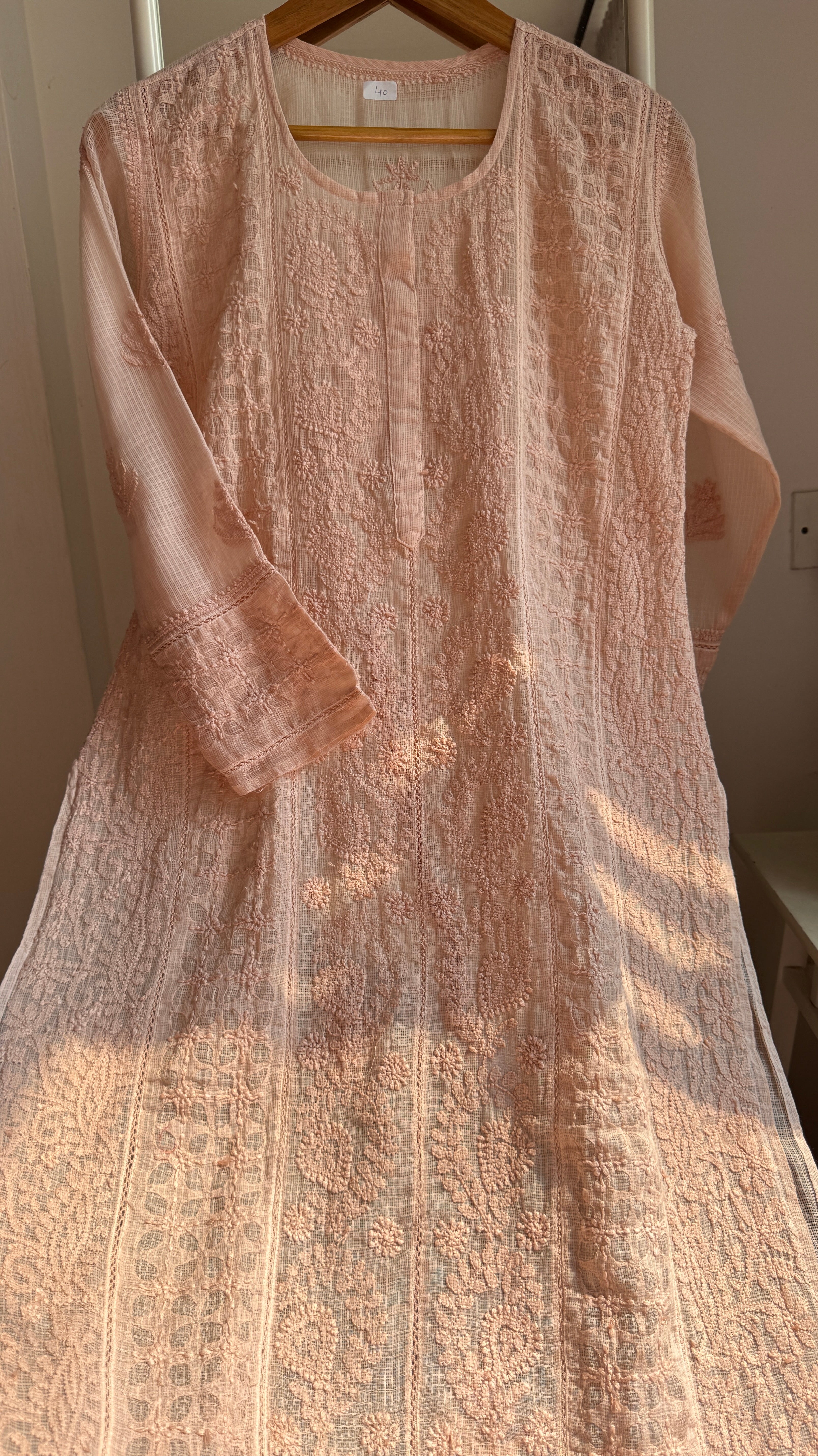 Kota Soft Cotton Chikankari Kurti - Nude Peach - CHAND Collection