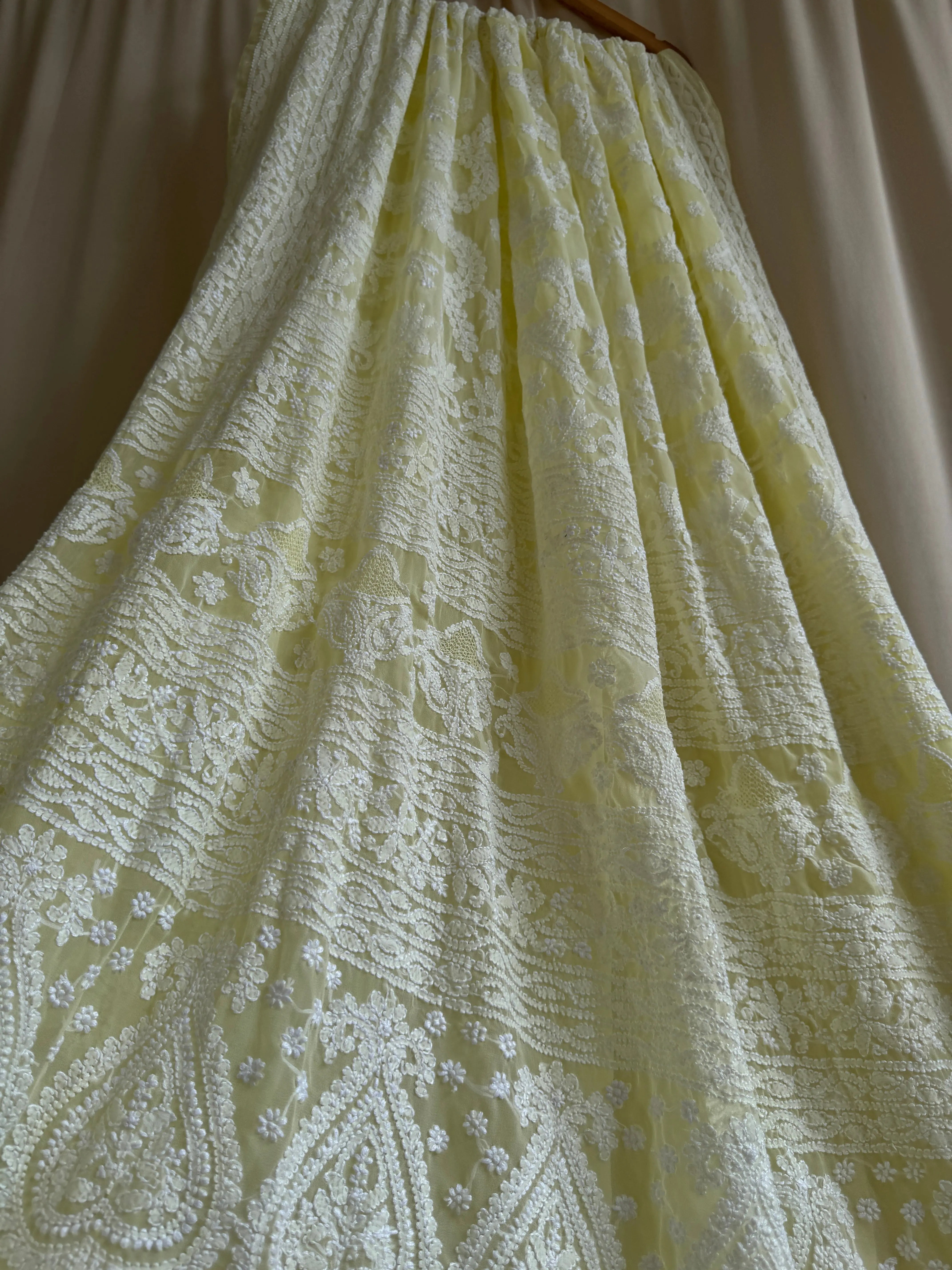 Georgette Chikankari saree in Lemon Yellow ARIAA CHIKANKARI
